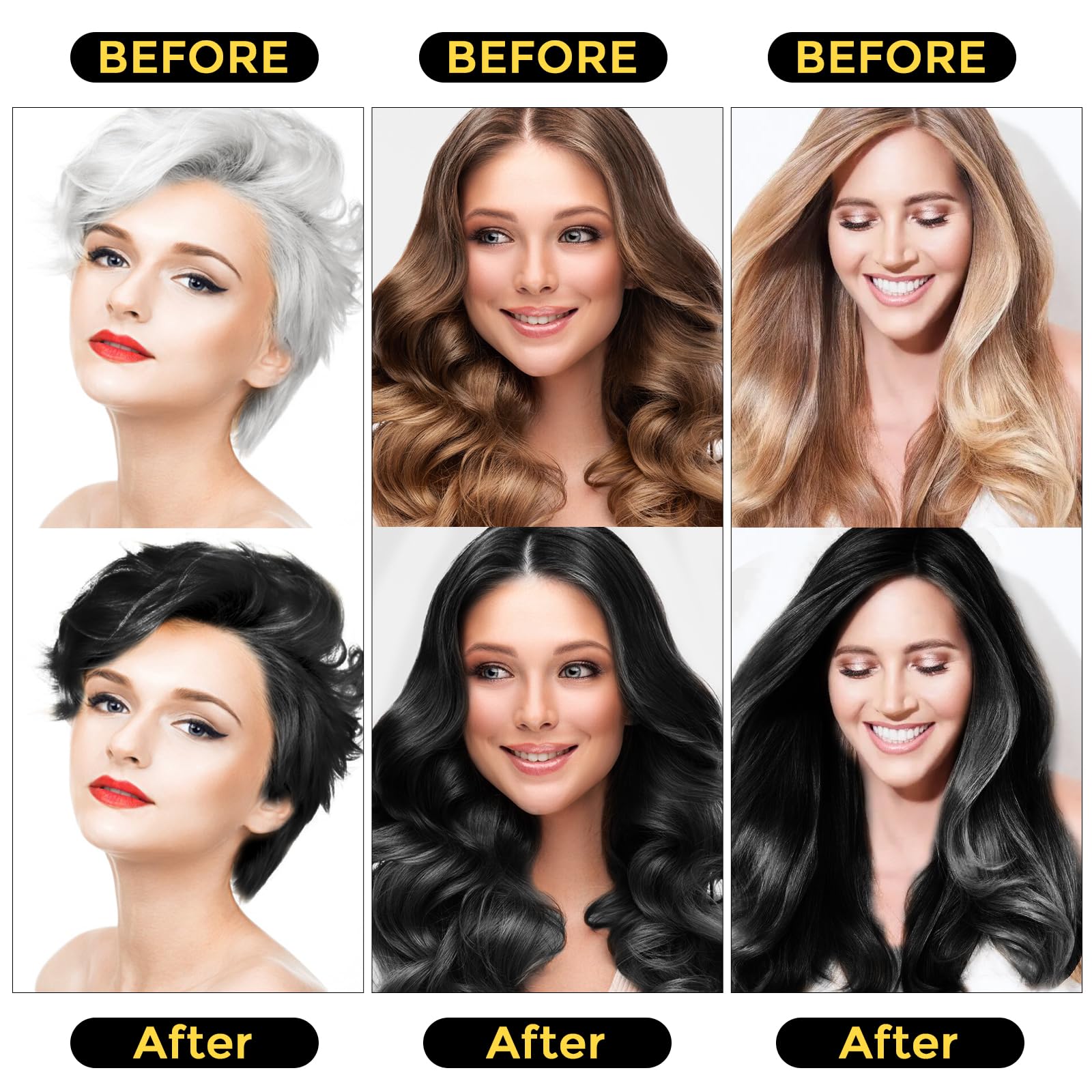 White Smoke Hair Dye Shampoo 3 in 1 for Gray Hair, Herbal Ingredients Natural Shampoo Hair Dye for Women Men (Black)