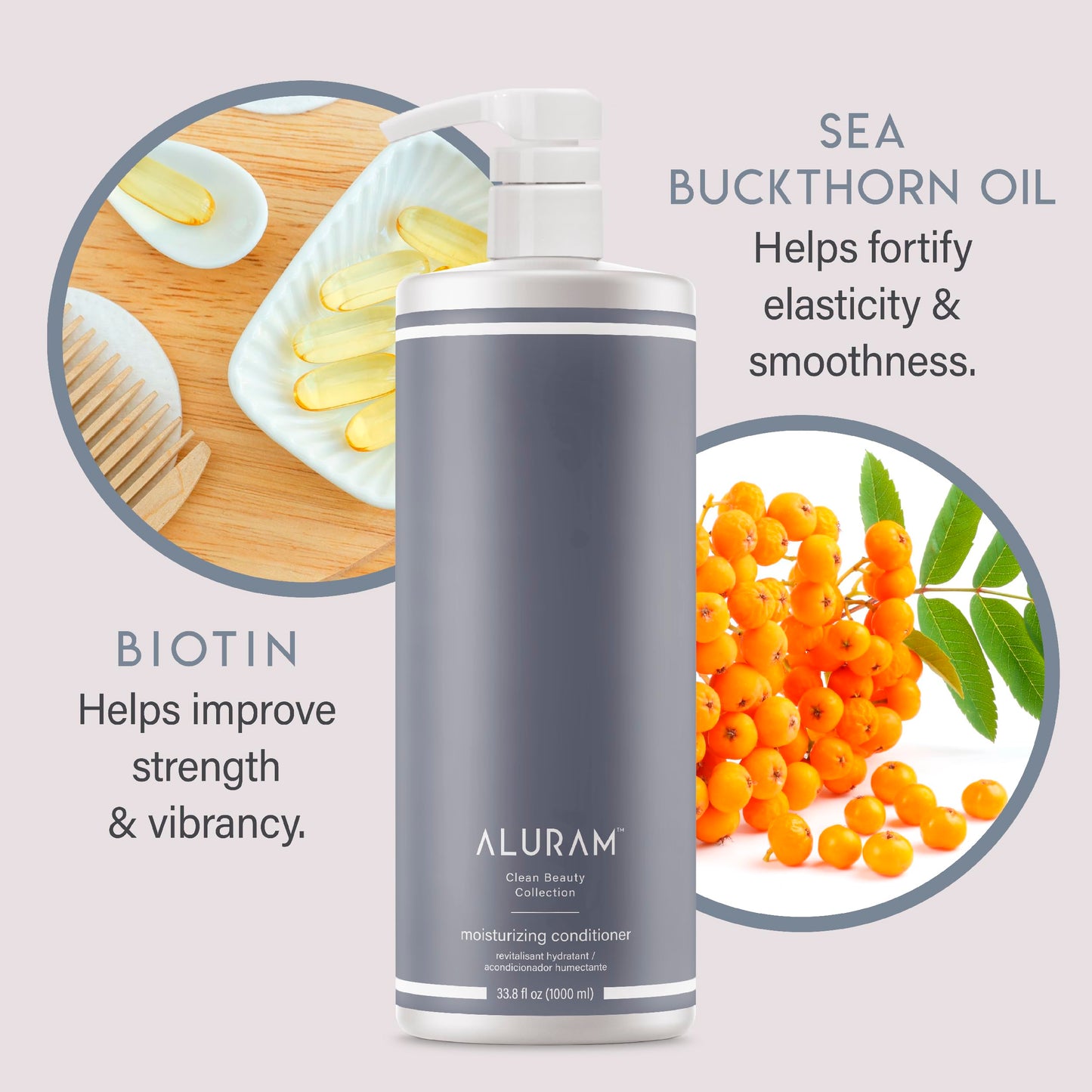 Lavender ALURAM Coconut Water Moisturizing Conditioner for Men and Women, Clean Hydration and Shine for Medium to Coarse Textured Hair, 33.8 Fl Oz