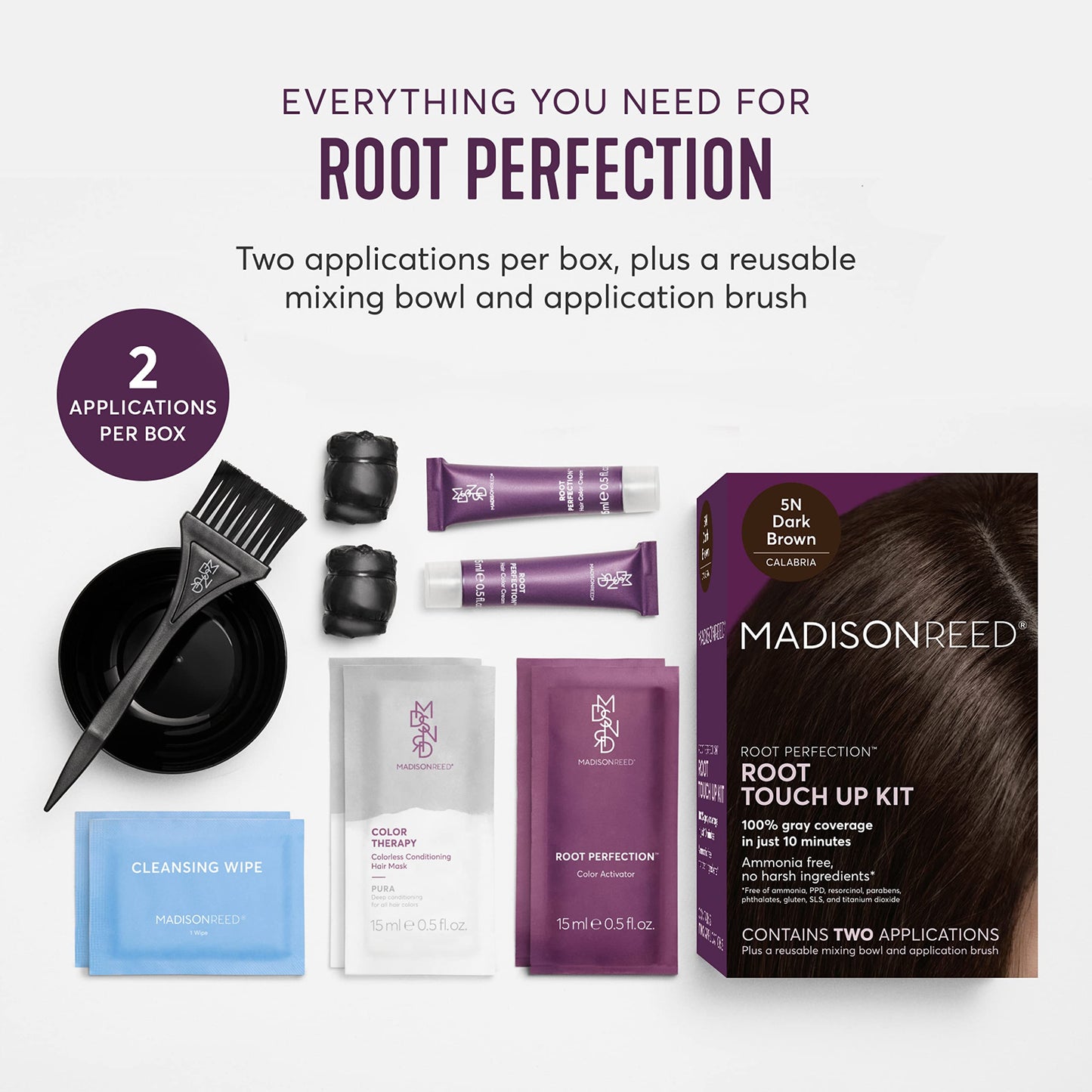 White Smoke Madison Reed Root Perfection Root Touch Up Kit – 5N Calabria Dark Brown, 100% Gray Coverage in 10 Min, Ammonia-Free, 2 Applications