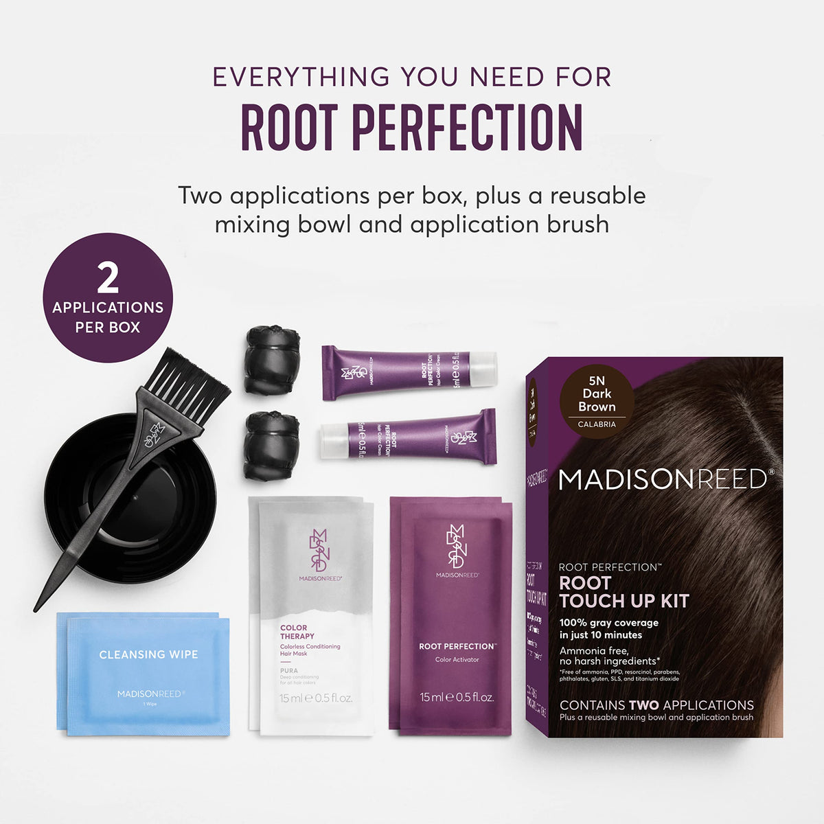 Madison Reed Root Perfection Root Touch Up Kit – 5N Calabria Dark Brown, 100% Gray Coverage in 10 Min, Ammonia-Free, 2 Applications