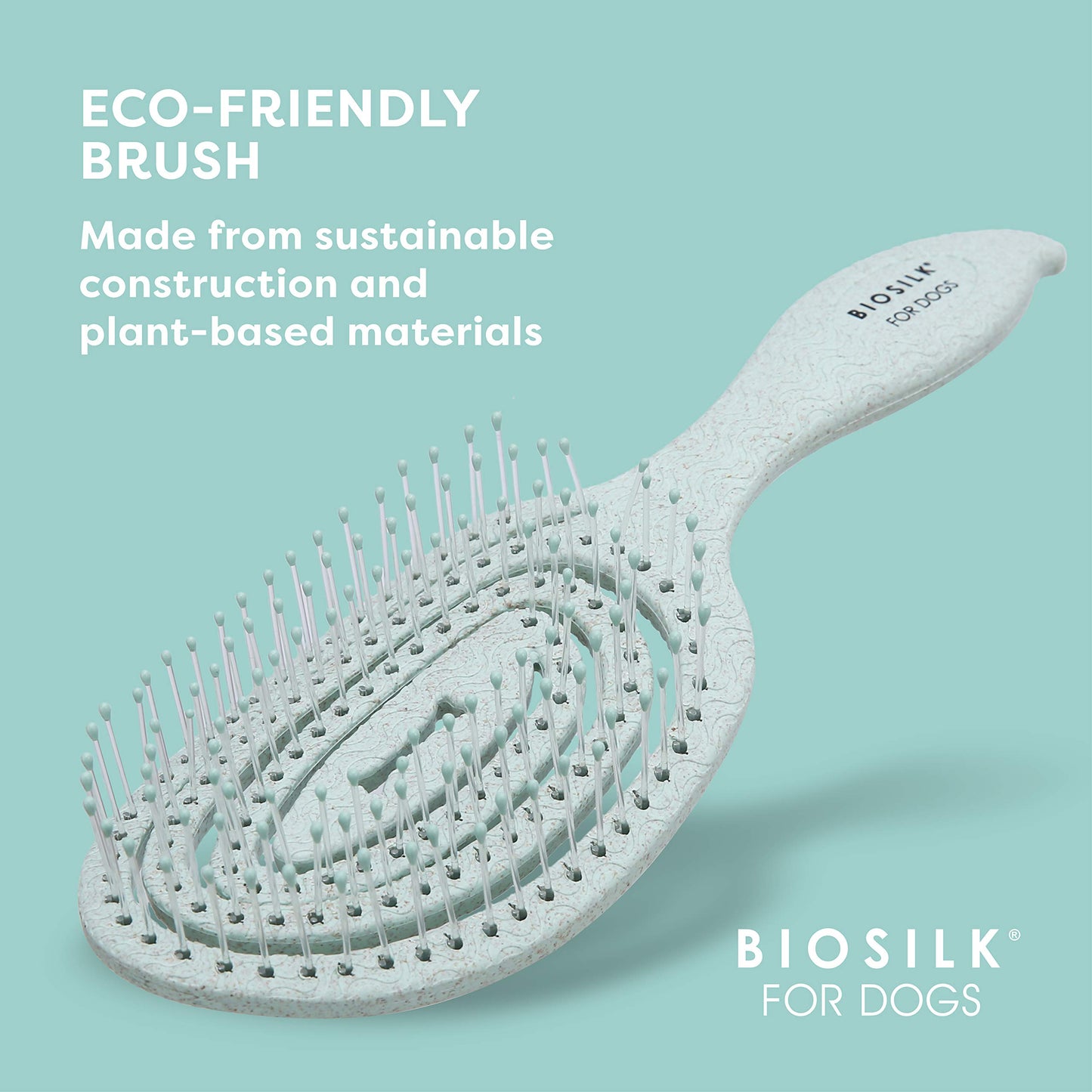 Light Steel Blue BioSilk for Pets Eco Friendly Detangling Pin Brush for Dogs, Gentle Dog Grooming Brush Designed to Help Remove Knots and Tangles and Support Healthy Coats for All Dogs
