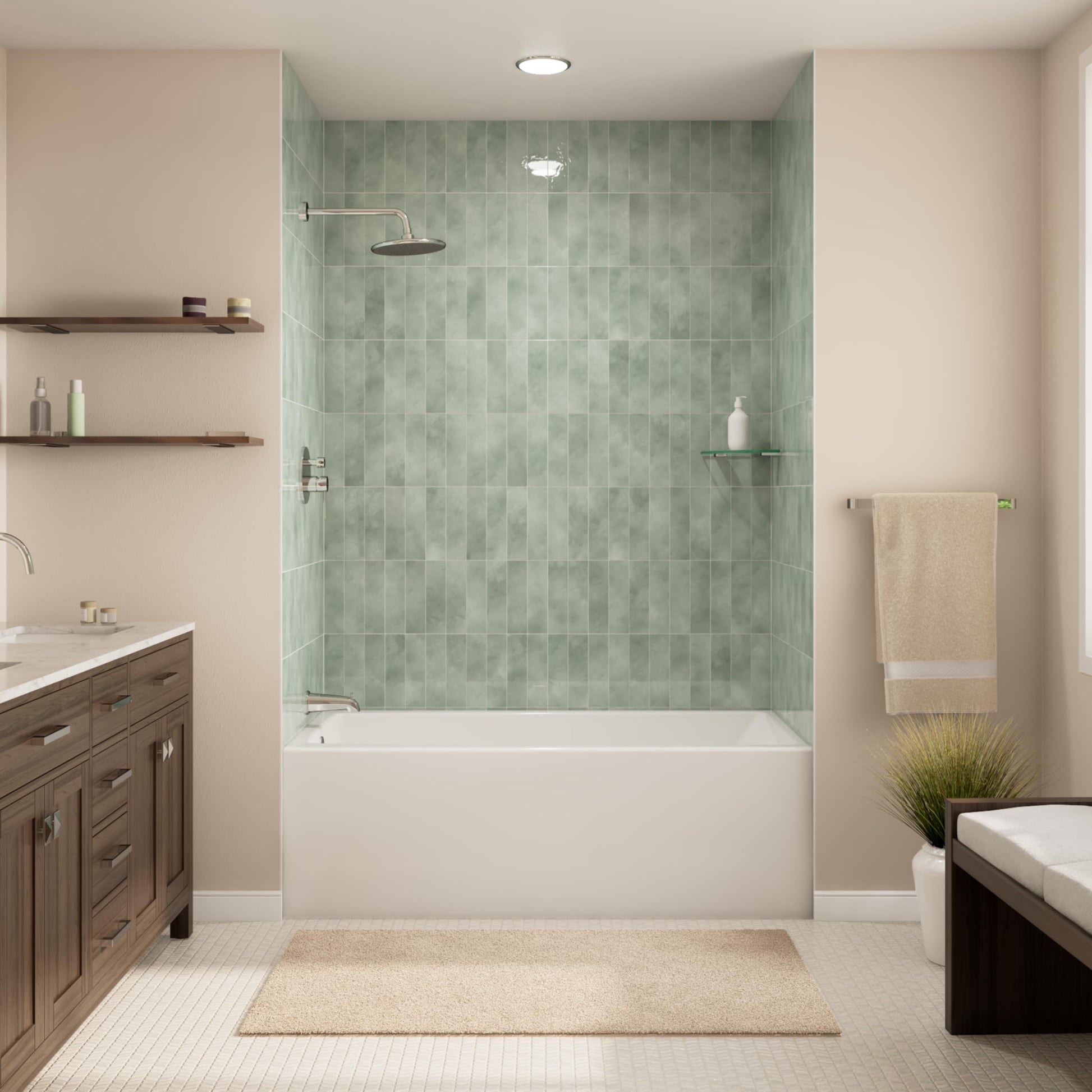 Gray Prism 60 in. L x 32 in. W Acrylic Alcove Left-Hand Drain Bathtub, White