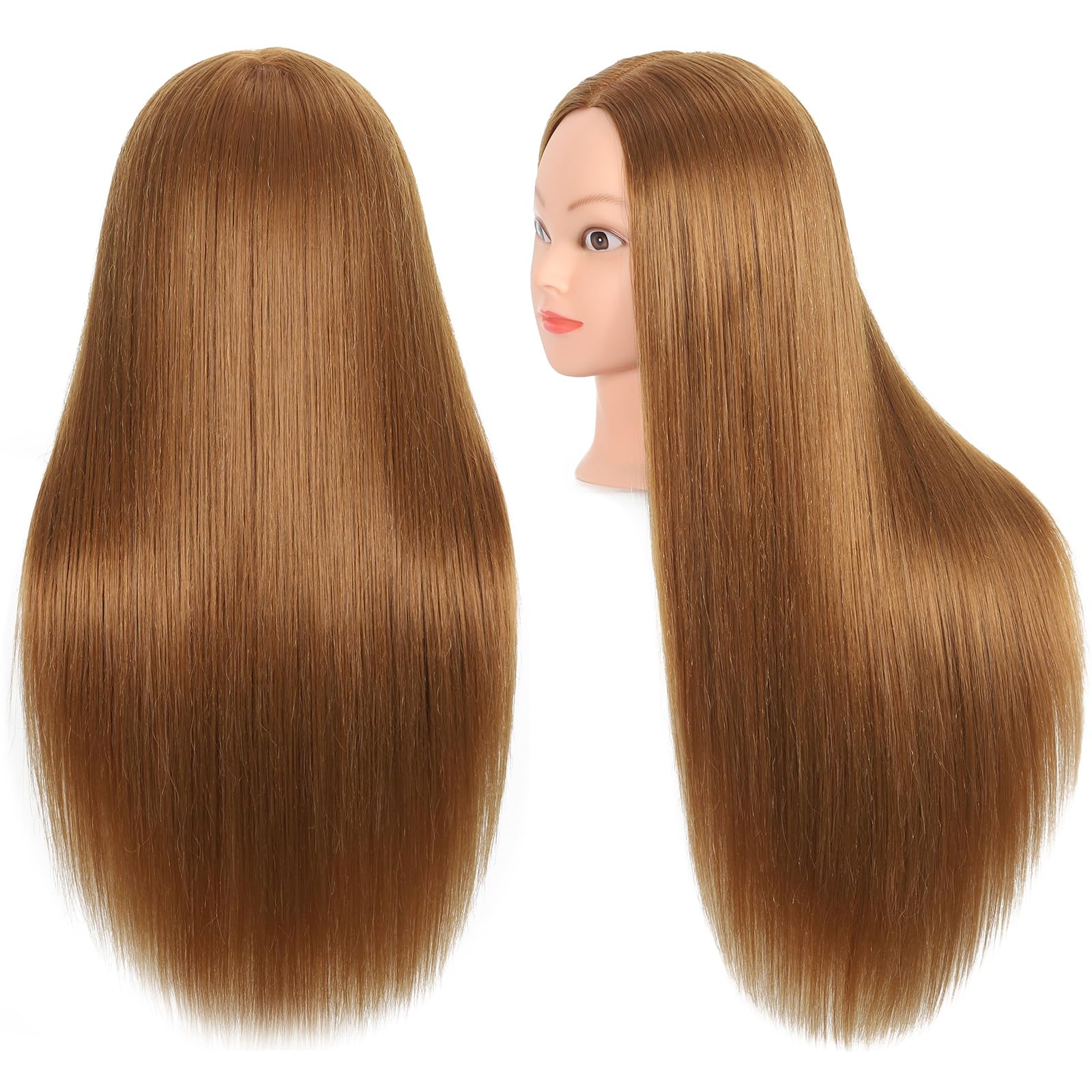 White Smoke ZOMOI Mannequin Head with 80% Real Human Hair 26''-28"Cosmetology Mannequin Doll Head to Practice Hair Styles Hairdresser Practice Braiding Head(27# Light Brown)