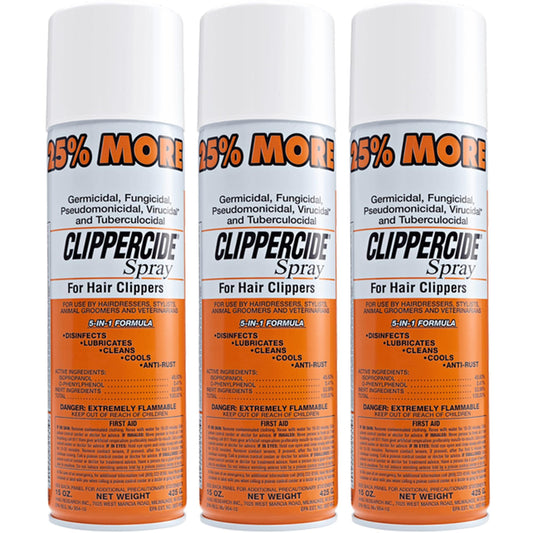 Lavender CLIPPERCIDE 5-in-1 Clipper Disinfectant Spray 15oz, 3 Pack | Cleans, Lubricates, Cools, Prevents Rust & Disinfects | Professional Clipper Spray for Barbers, Stylists & Pet Groomers | Made by BARBICIDE