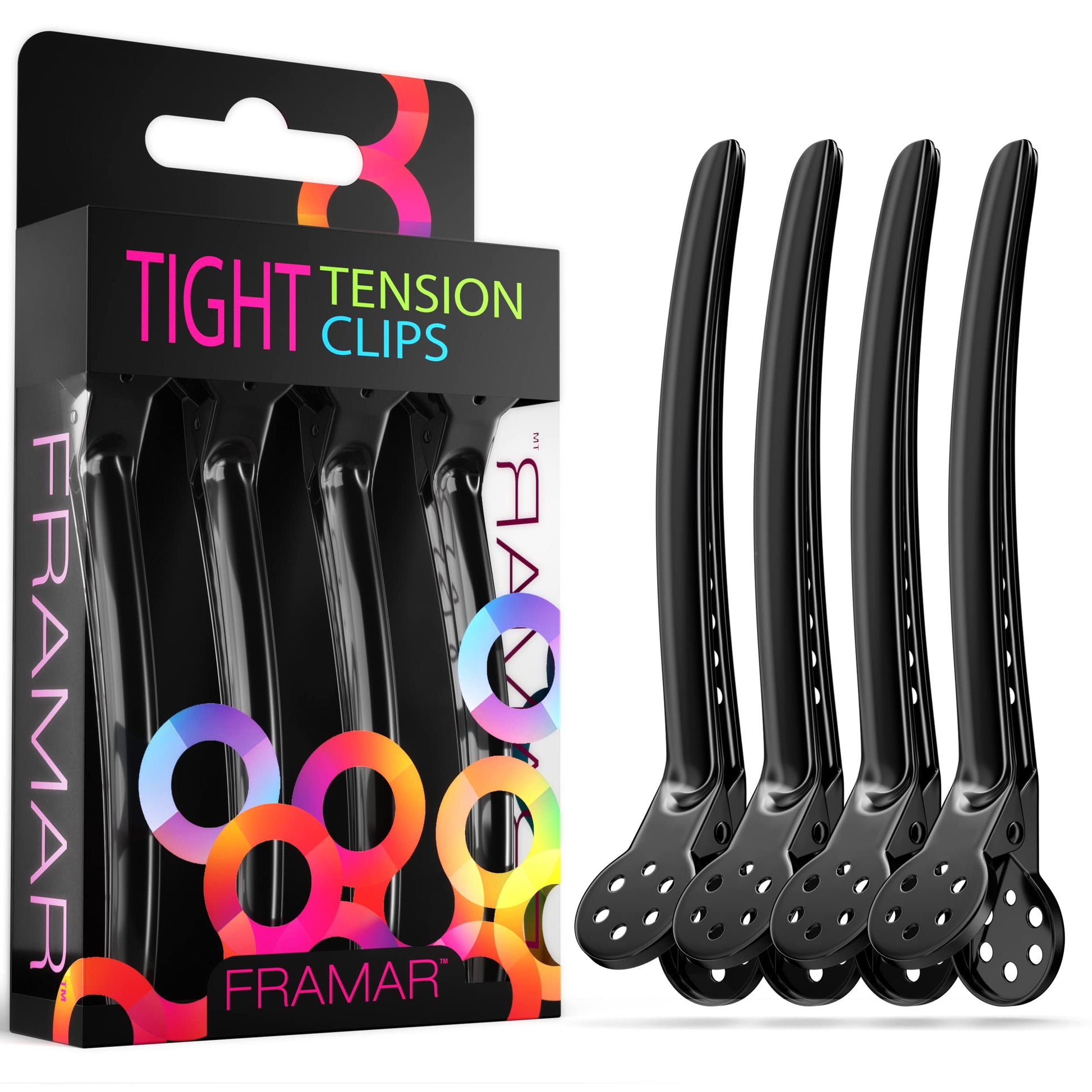 White Smoke Framar Black Tight Tension Clips For Hair - Set of 4 Professional Hair Clips – Metal Hair Clips for Styling, Stylist Supplies, Hairclips, Hairstylist Essentials - Extra Tight & Durable