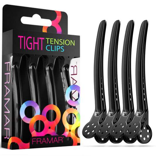 White Smoke Framar Black Tight Tension Clips For Hair - Set of 4 Professional Hair Clips – Metal Hair Clips for Styling, Stylist Supplies, Hairclips, Hairstylist Essentials - Extra Tight & Durable