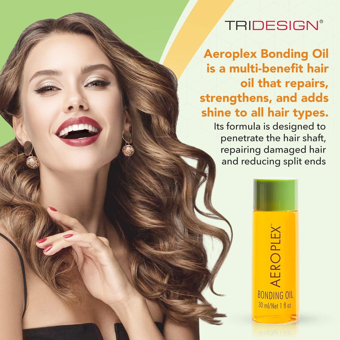 Honeydew TRIDESIGN Aeroplex Bonding Oil - Repairs, Promotes Growth & Prevents Breakage - Silky Serum for Dry, Damaged & Frizzy Hair - Travel Size 30ml - Salon-Tested with UV & Heat Protection