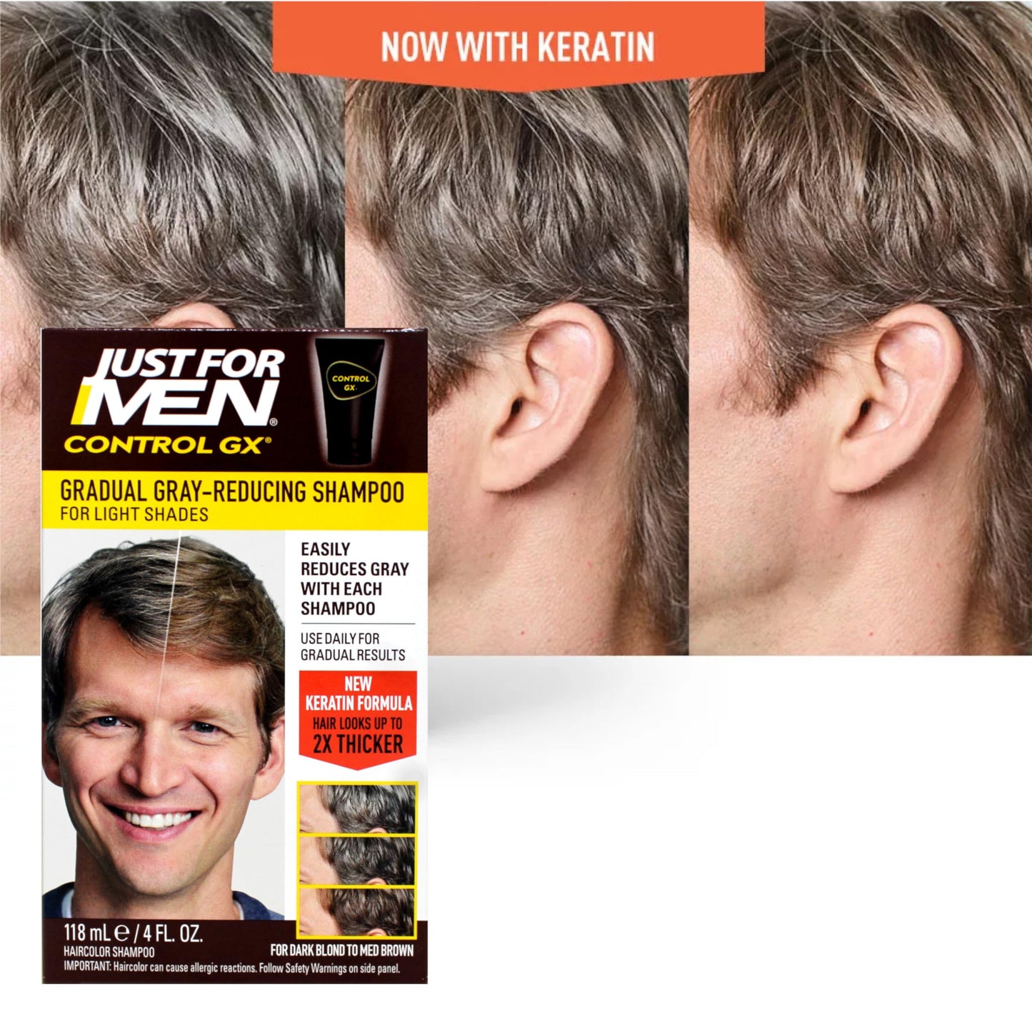 White Smoke Just for Men Control GX Grey Reducing Shampoo Blonde & Medium Brown