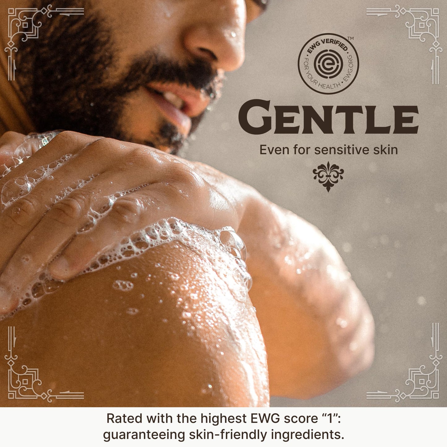 Rosy Brown Castile Liquid Body Wash for Sensitive Skin – Natural Shampoo for Men with Olive Oil, Cocoa Butter & Coconut Oil – Tobacco Vanilla by Carolina Castile (Tobacco Vanilla, 32 Fl Oz)