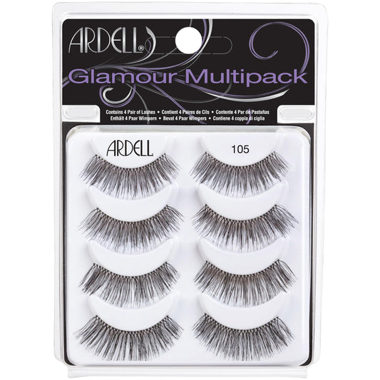 White Smoke Ardell False Eyelashes Glamour Multipack 105 - Lightweight, Natural Looking Strip Lashes, Reusable Fake Lashes, 4 Pairs, 1 Pack