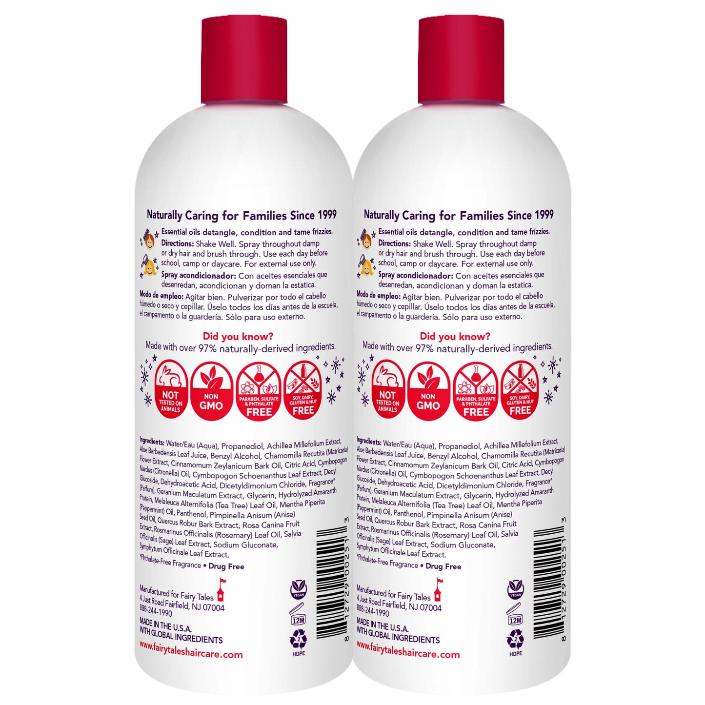 White Smoke Fairy Tales Rosemary Repel Daily Kids Conditioning Spray REFILL– Kids Like the Smell, Lice Do Not, 32 fl oz. (Pack of 2)