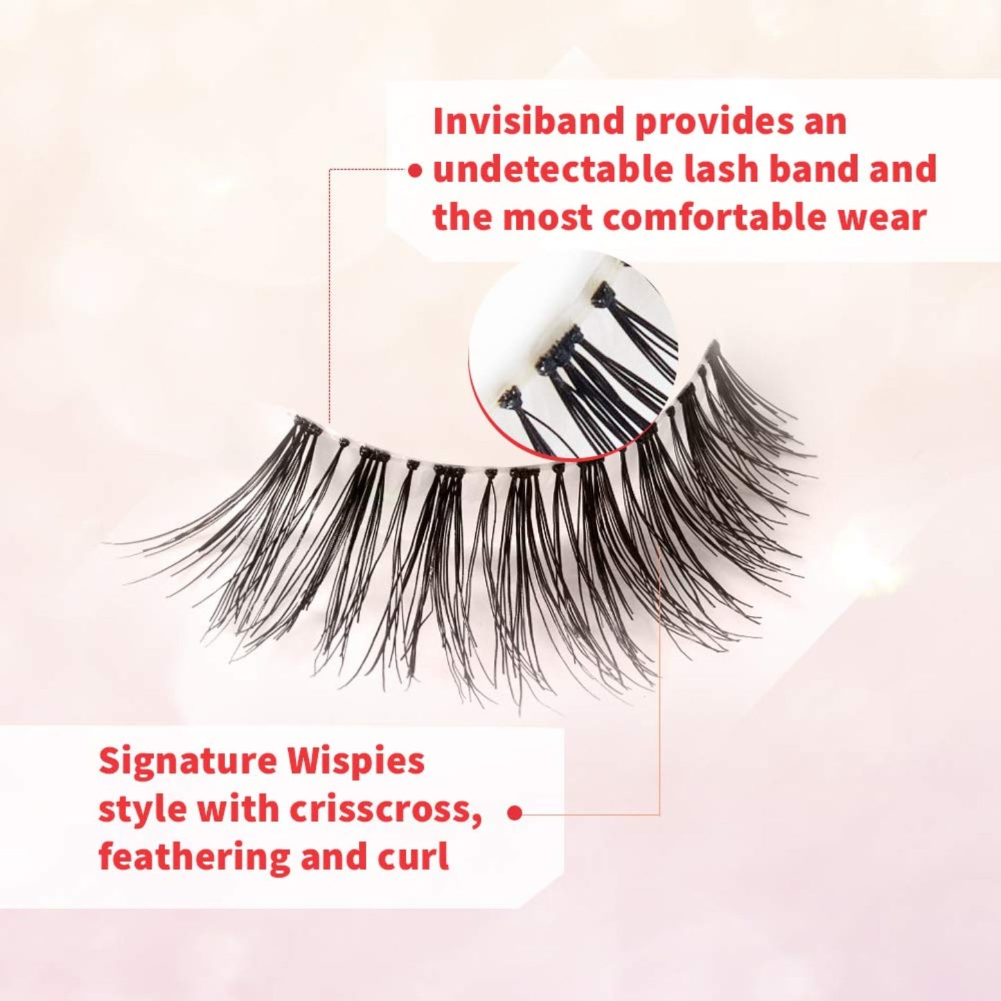 Misty Rose Ardell Wispies False Eyelashes 113 – Natural Wispy Strip Lashes, Lightweight & Seamless Invisiband for All-Day Wear, 6 Pairs, 1 Pack