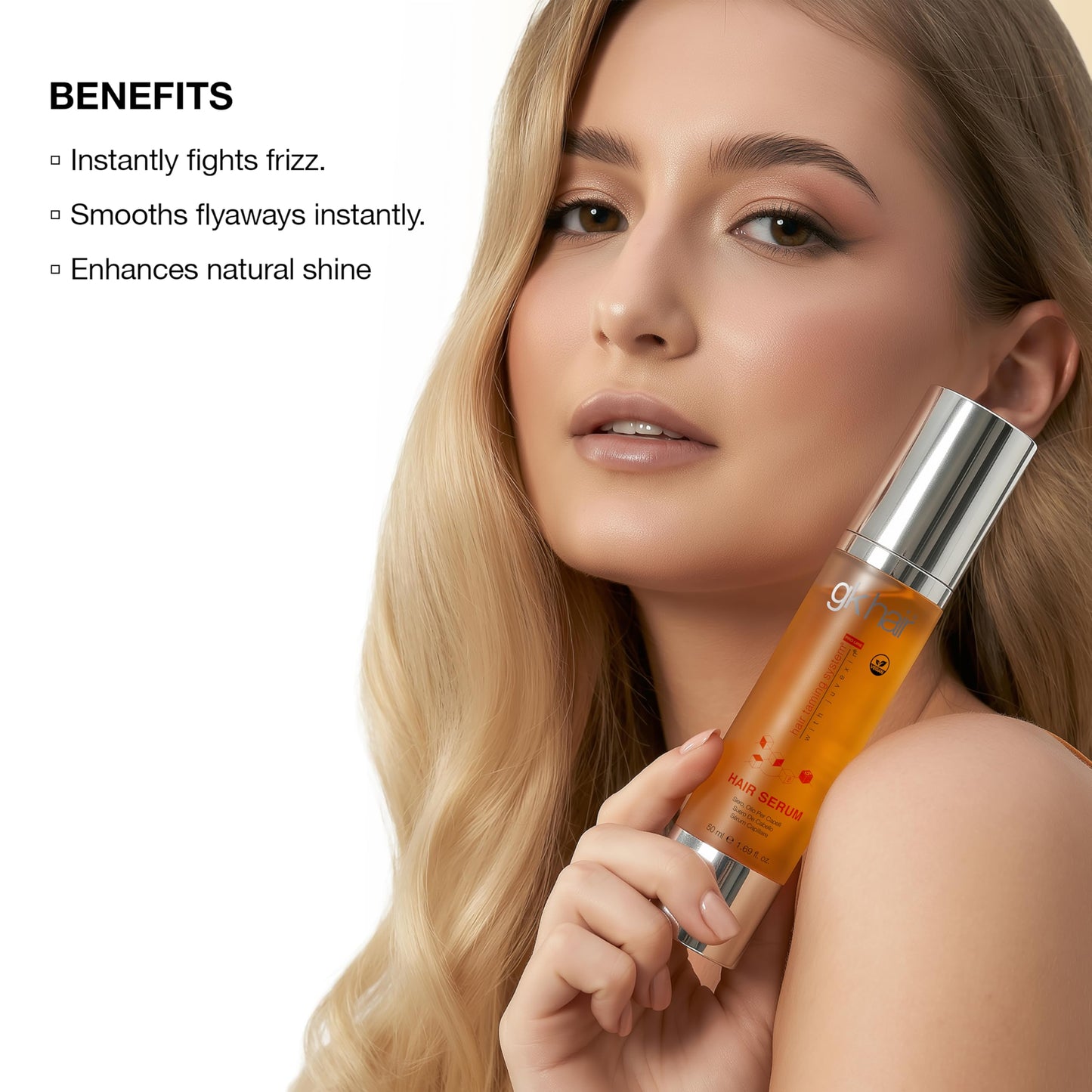 White Smoke GK HAIR - Hair Oil Serum 1.69 Oz - Smooth Frizz Control & Shine Enhancement - Dry, Frizzy, Damaged & Dull Hair - Argan Oil Hair Serum with Plant Based Protein and Natural Silicones Lightweight Finish