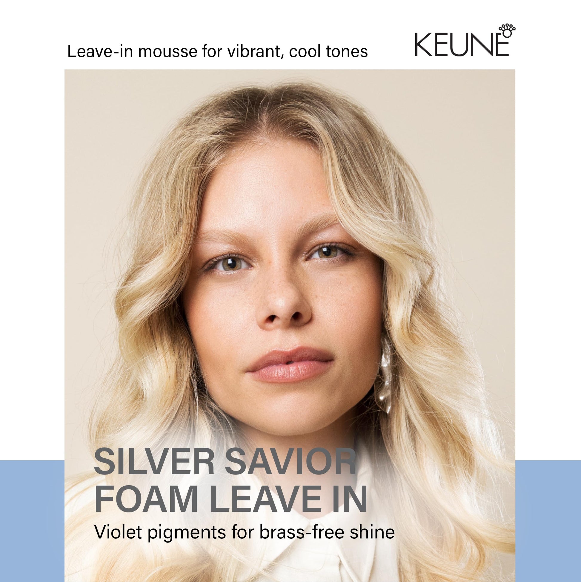 White Smoke Keune Care Silver Savior Foam Treatment, Toning & Moisturizing Leave-In Mousse for Blonde & Grey Hair, 6.9 Fl Oz