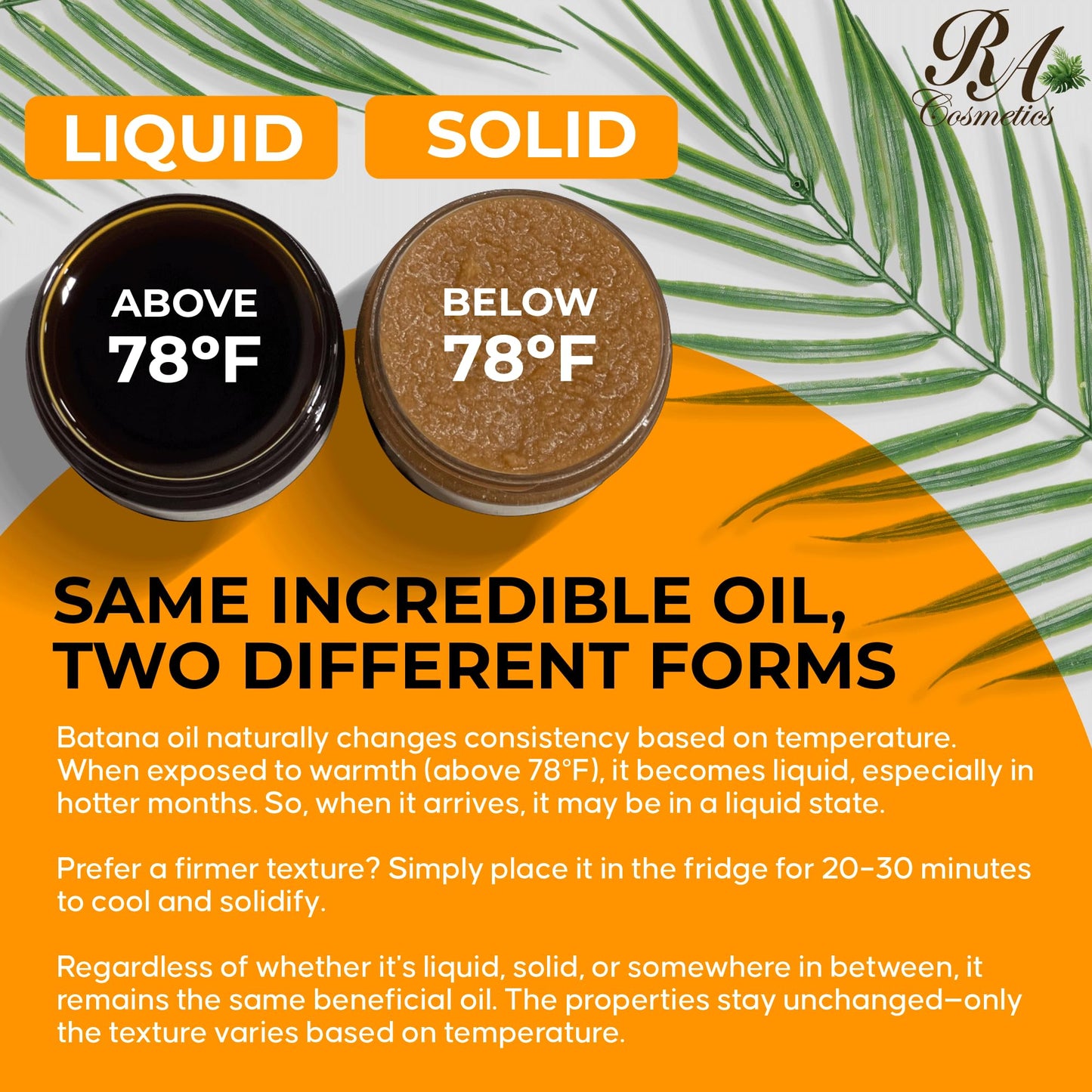 Dark Orange RA COSMETICS 100% Natural Unrefined Batana Hair Oil for Healthy Hair, 16 oz | Dr Sebi Batana Oil Hair Moisturizer for Damaged Hair Repair| Strengthening and Nourishing Hair Conditioner