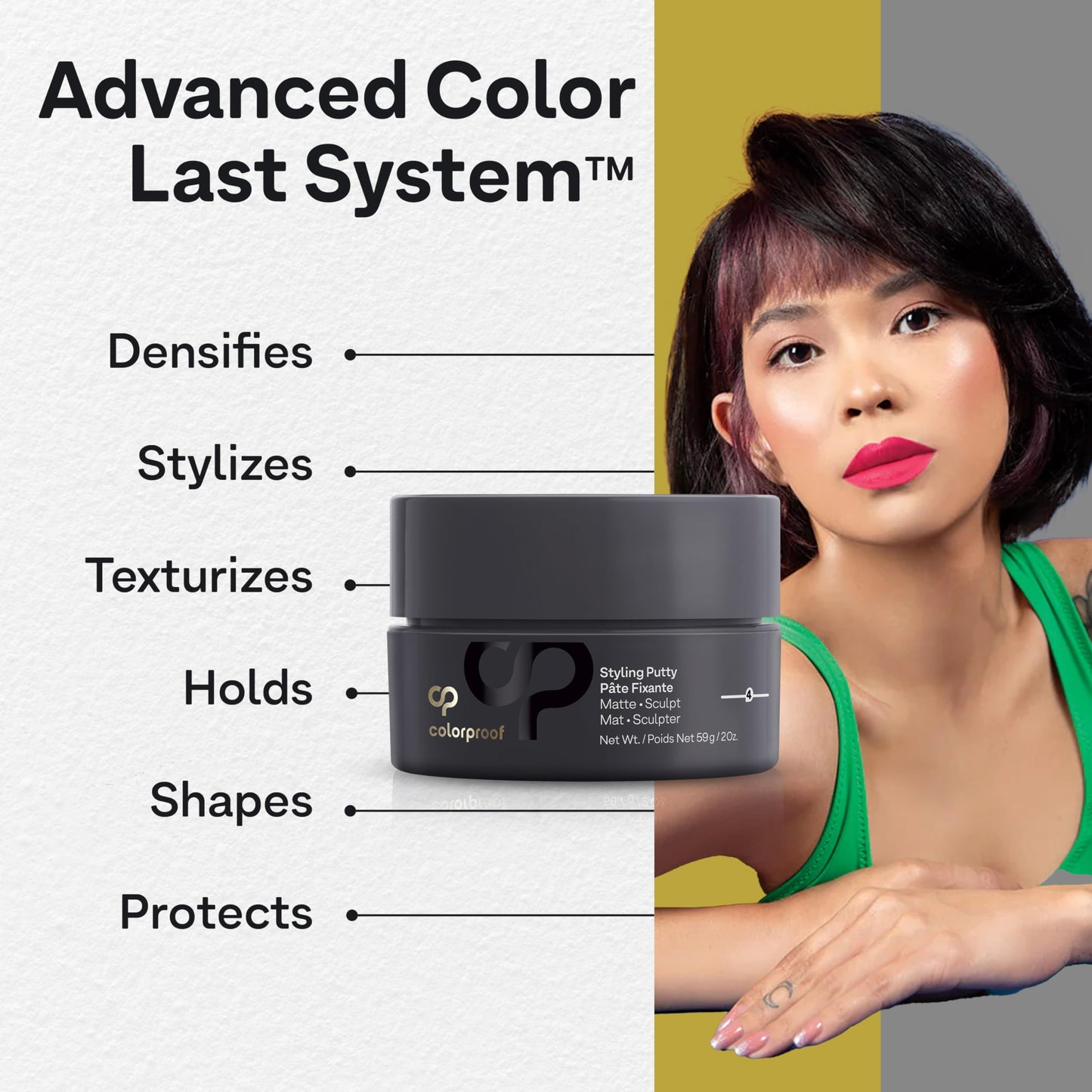 White Smoke Colorproof Styling Putty 2 Fl. Oz. with Color and Heat Protection, Black Currant, Jasmine & Peach Scent, Firm Hold Hair Putty with Matte Finish
