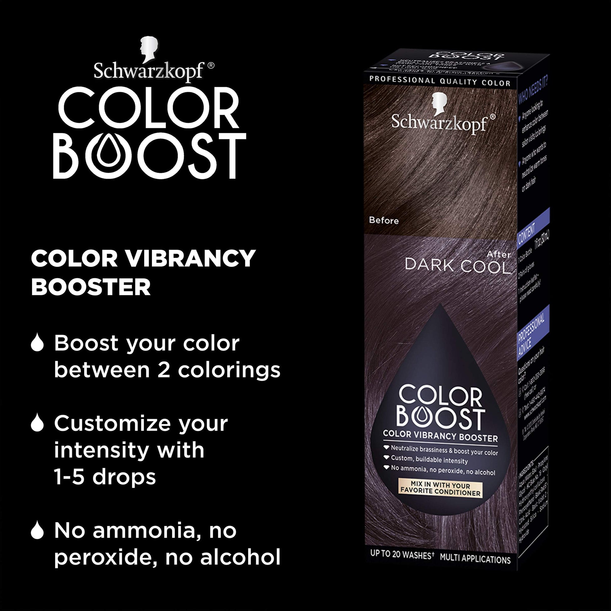Black Schwarzkopf Color Boost Color Vibrancy Booster, Dark Cool