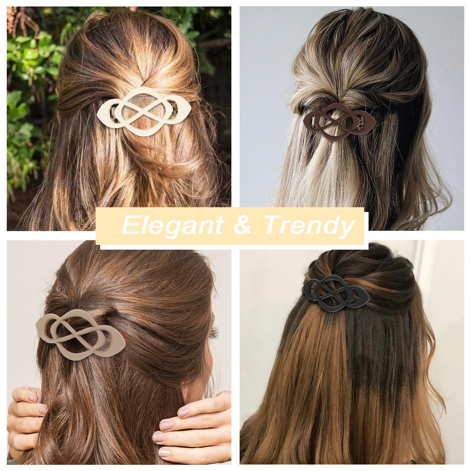 Dark Olive Green Amariver 4packs Hair Clips French Hair Barrettes for Women Beige Khaki Brown Black Accessories for Women Girls