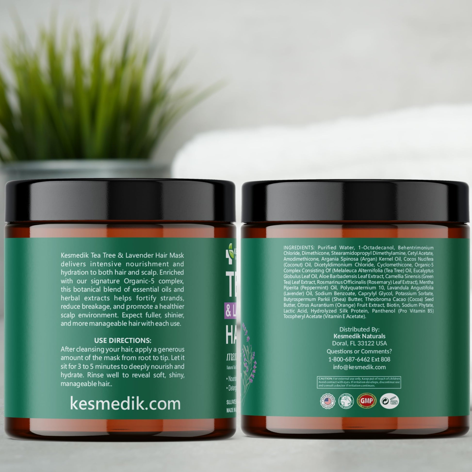 Light Gray KESMEDIK Tea Tree Hair Mask with Rosemary & Lavender, Deep Conditioning Treatment for Dry, Damaged, Coarse Hair, Hydrating Hair Mask with Itchy Scalp Relief, Men & Women, Sulfate-Free