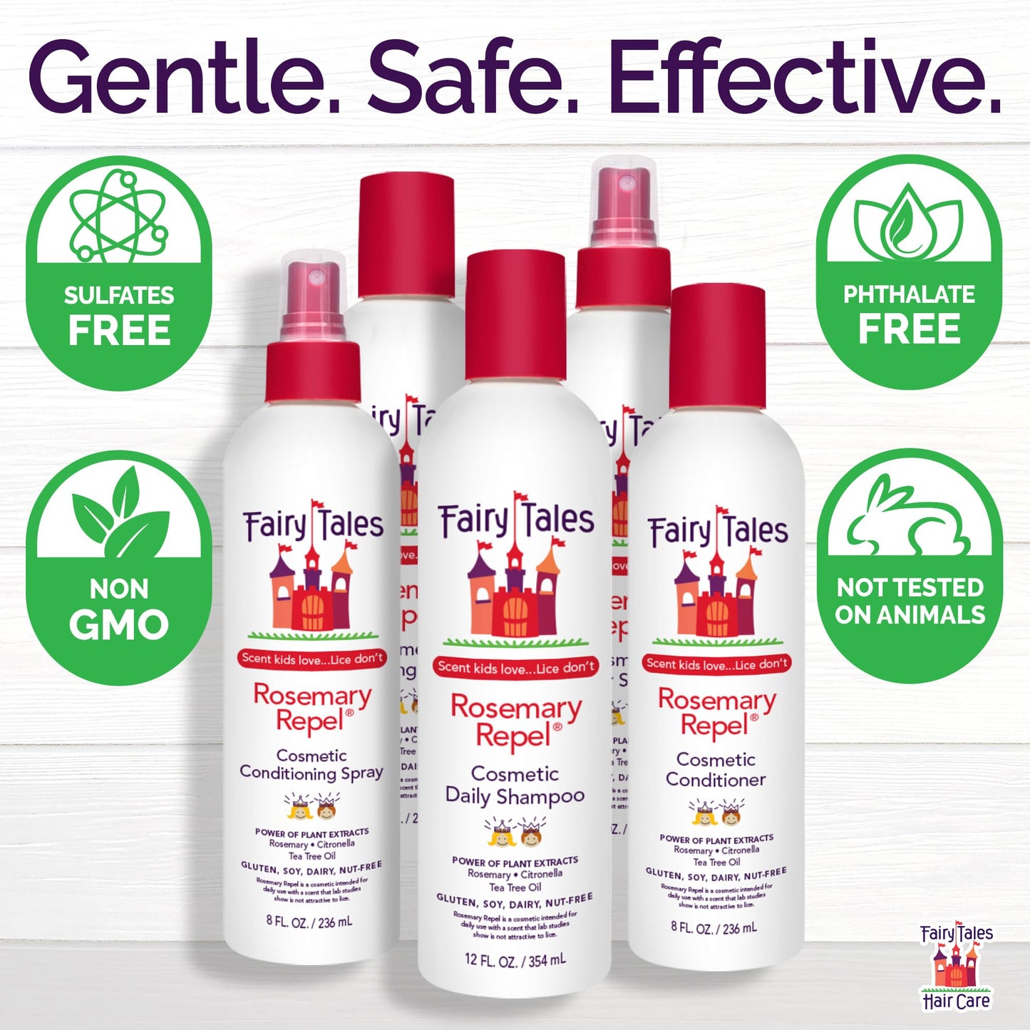White Smoke Fairy Tales Rosemary Repel Daily Kids Shampoo, 32 fl oz. and Conditioner, 32 fl oz. Duo – Kids Like the Smell, Lice Do Not (Pack of 2)
