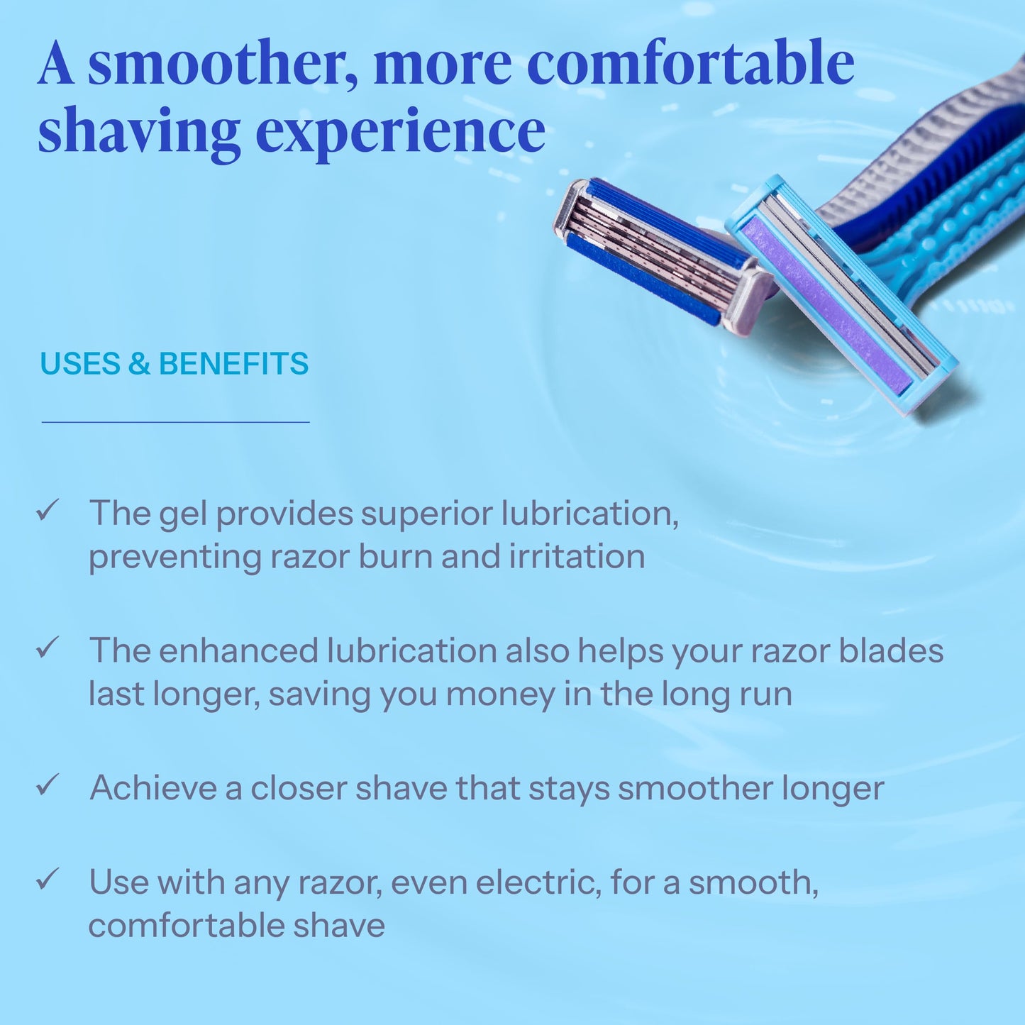 Light Sky Blue Tend Skin Air Shave Gel Advanced Hydrating & Moisturizing Formula, Provides Natural Protection, Silky Smooth Skin & Seamless Hair Removal, 8 Oz