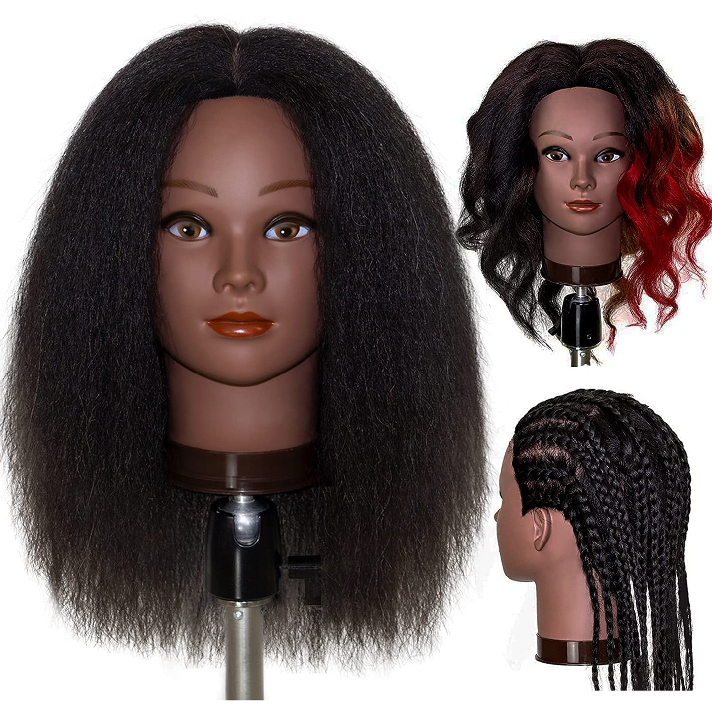 White Smoke MILLYSHINE Mannequin Head With Human Hair,16",Braiding Styling Doll Head,Beauty School Manikin Head,Curling Dyeing Hairdresser Practice Training Head