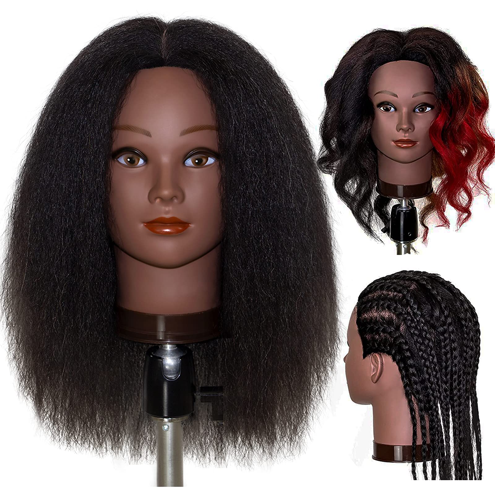 White Smoke MILLYSHINE Mannequin Head With Human Hair,16",Braiding Styling Doll Head,Beauty School Manikin Head,Curling Dyeing Hairdresser Practice Training Head