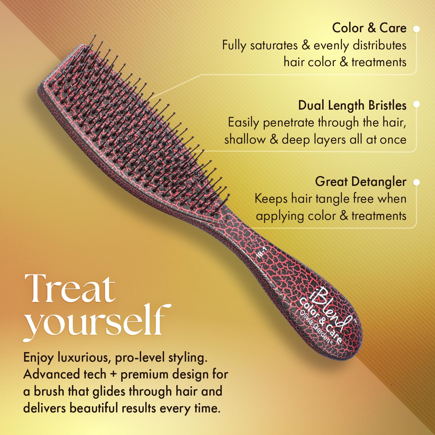 Sandy Brown Olivia Garden iBlend Hair Brush For Color & Treatments IB-1 (Red)