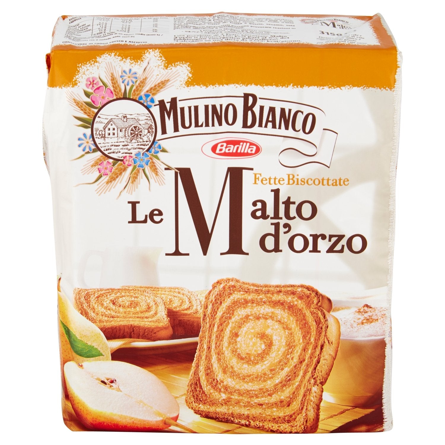 Lavender Mulino Bianco: " Le Malto d'orzo " Fette Biscottate 32 count - Rusks Malt Barley. Italian Toast - 11.11 Oz (315g) Pack of 2