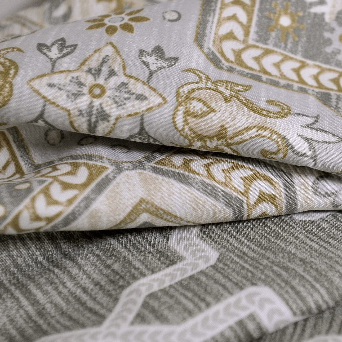 Dim Gray Home Soft Things Lanza Printed Valance Set of 2 Panels 60" x 18", Gray Blue Yellow Window Curtain Valance Drapes for Kitchen Bedroom Living Room Bathroom Decor with Rod Pocket