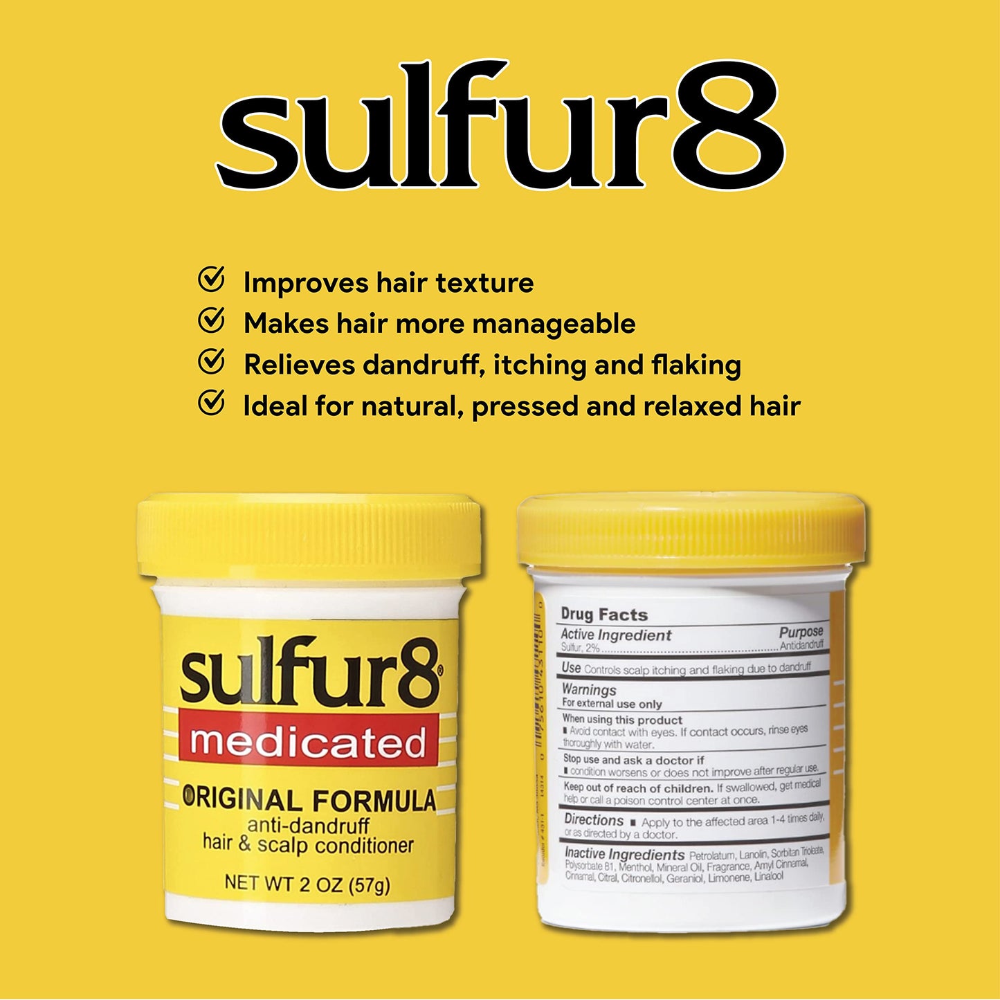 Goldenrod Sulfur 8 Medicated Anti-Dandruff Hair & Scalp Conditioner 2 oz – Helps Control Dandruff, Soothes Itchy Scalp & Moisturizes Hair with Refreshing Clean Fragrance, For All Hair Types (Pack of 2)