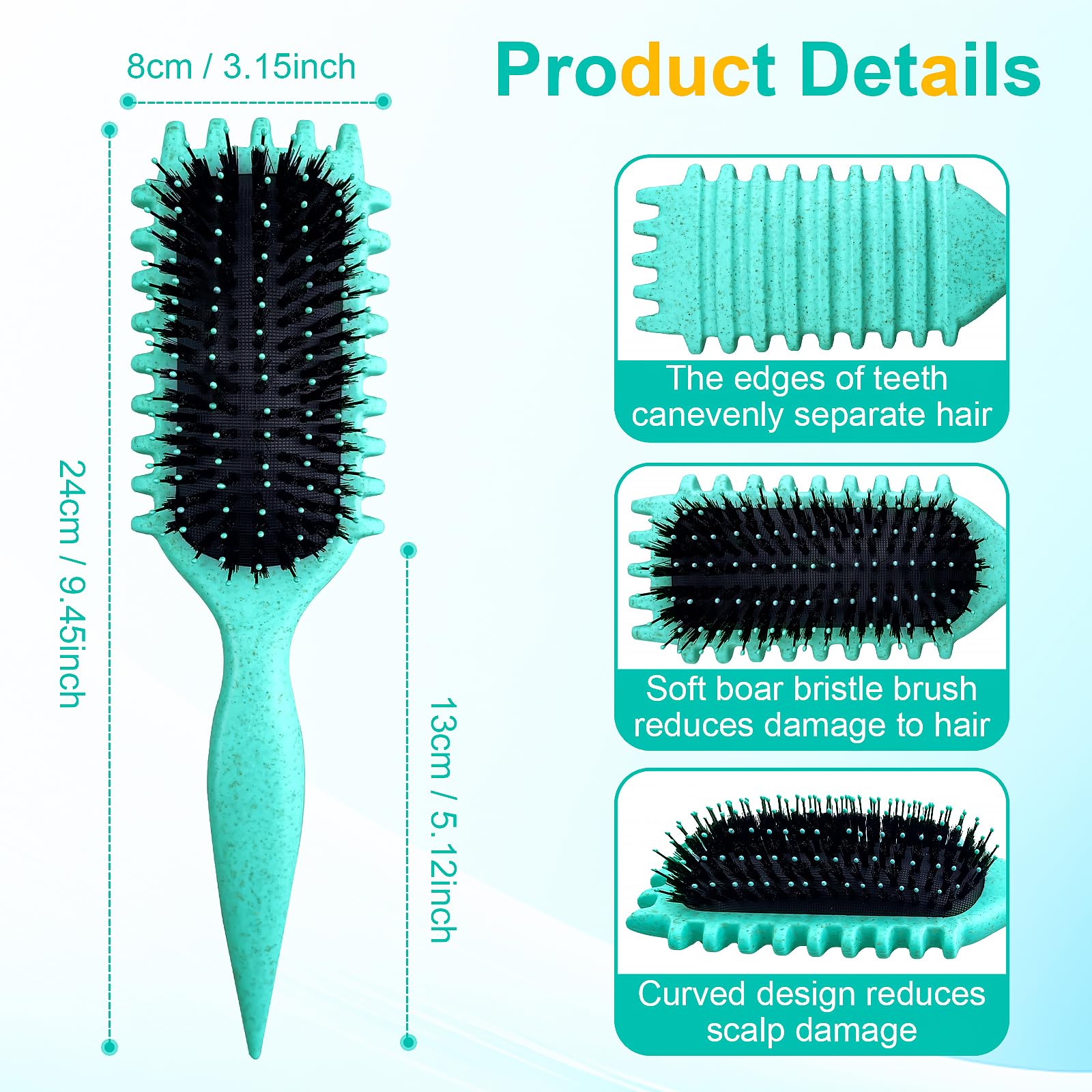 Alice Blue Candy Brush,Curly Hair Brush,Curl Defining Brush,Shaping and Defining Curls for Women Hair Brush for Combing and Shaping,Reduce Pulling and Curl Separation For Defined Curls(green)