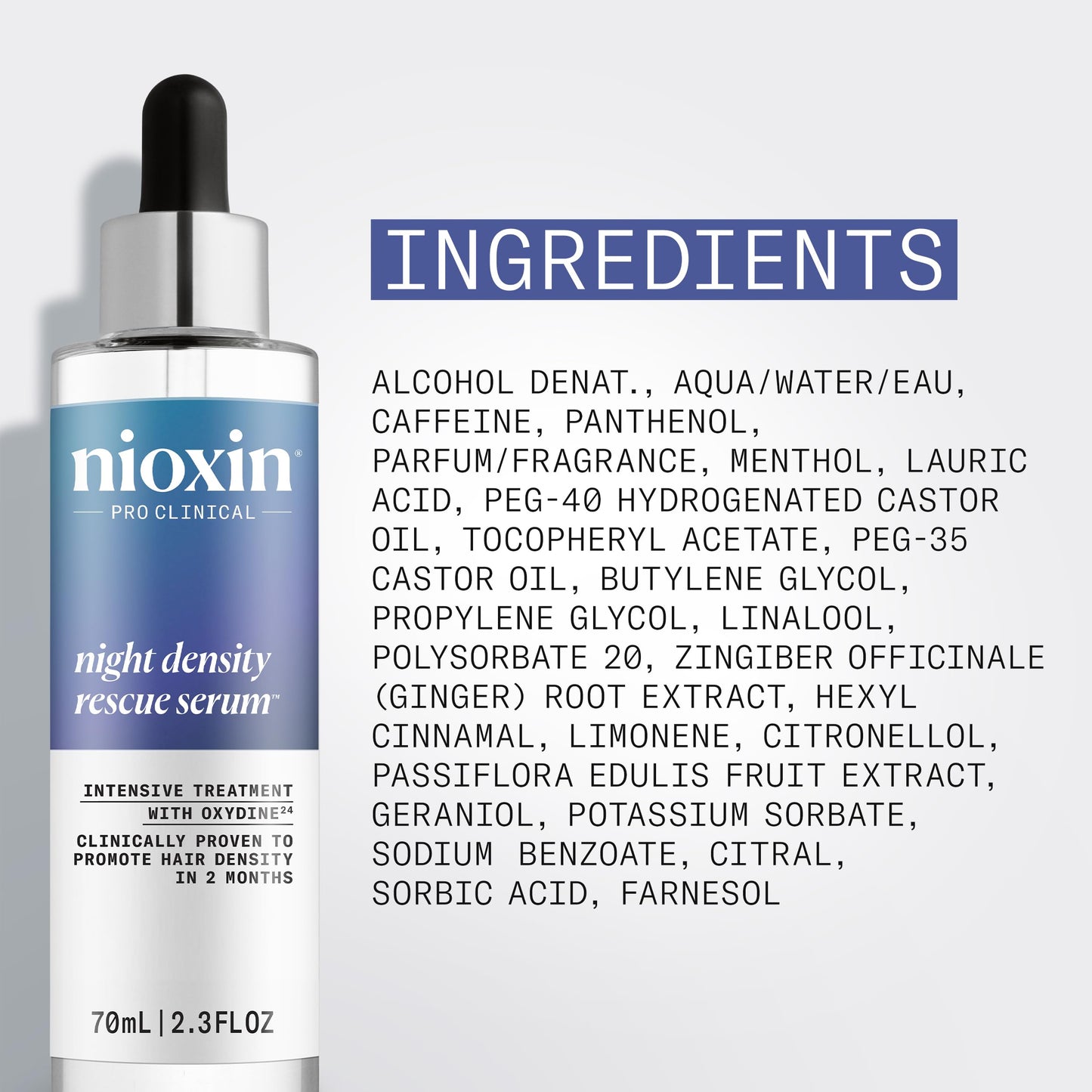 Lavender Nioxin Night Density Rescue Serum | Overnight Hair Thickening Serum | Protects Against Hair Breakage | Intensive Treatment with Oxydine | 2.4 Fl oz.