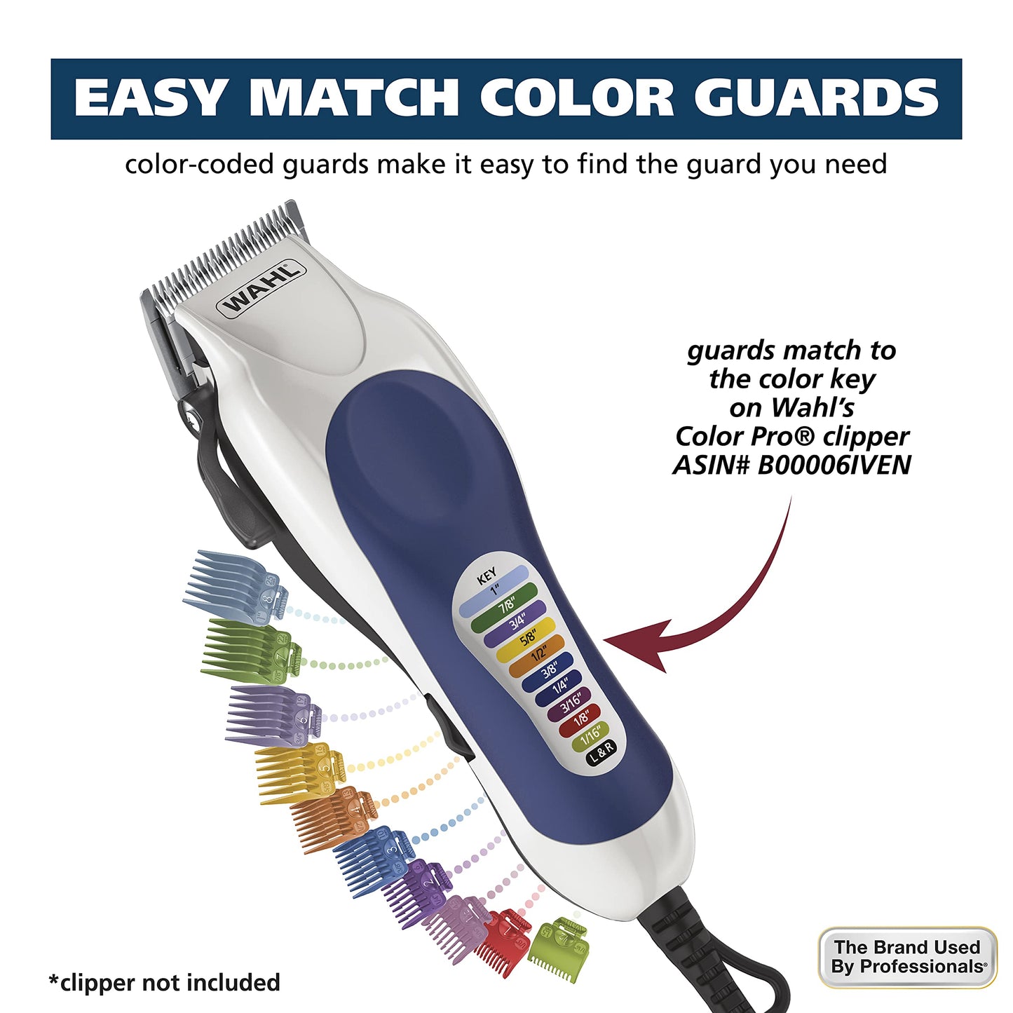 White Smoke Wahl Clipper Genuine Secure Snap Attachment Guard Organization Kit with Hair Clipper Guards