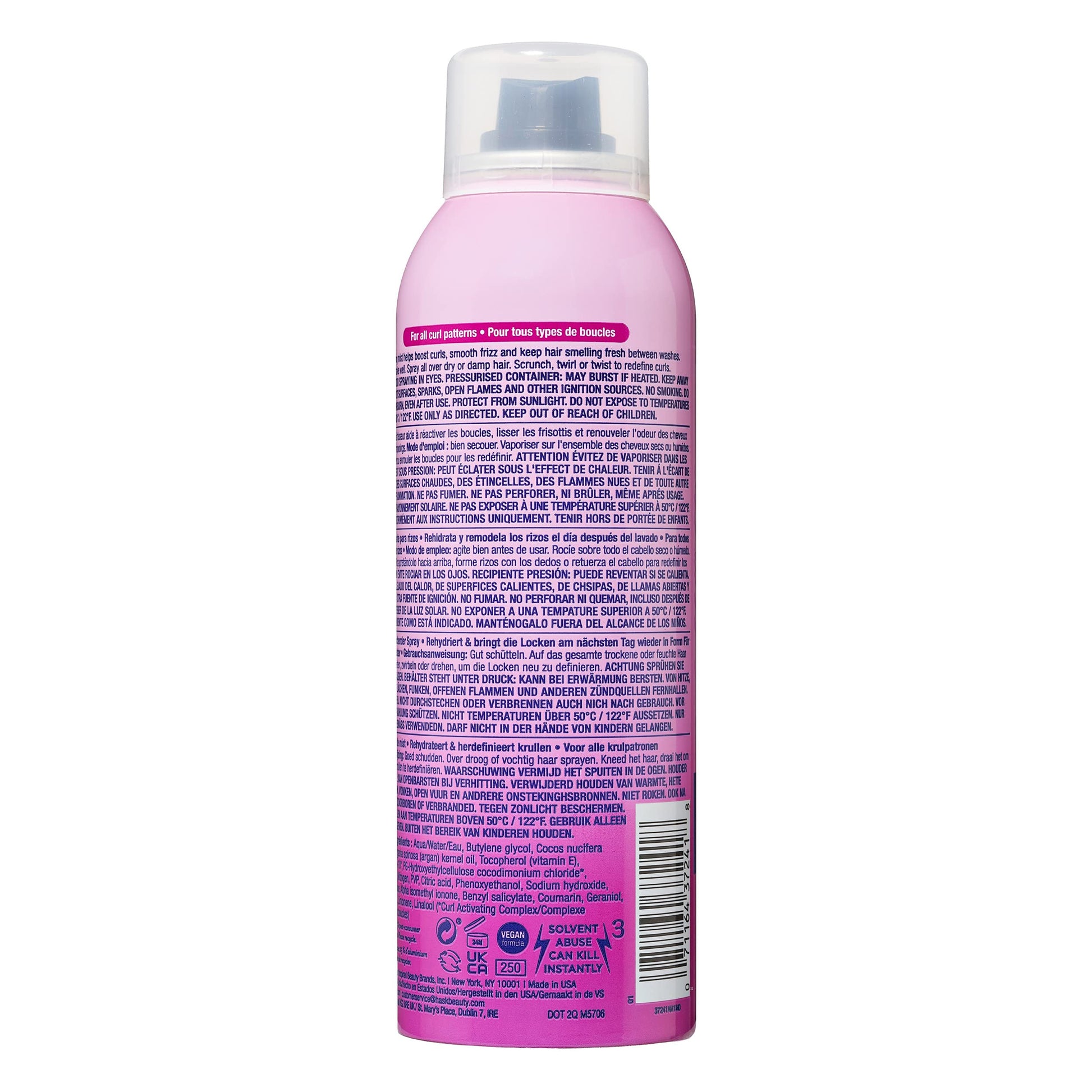 Dark Gray HASK CURL CARE Curl Refreshing Mist for curly hair, color safe, gluten free, sulfate free, paraben free