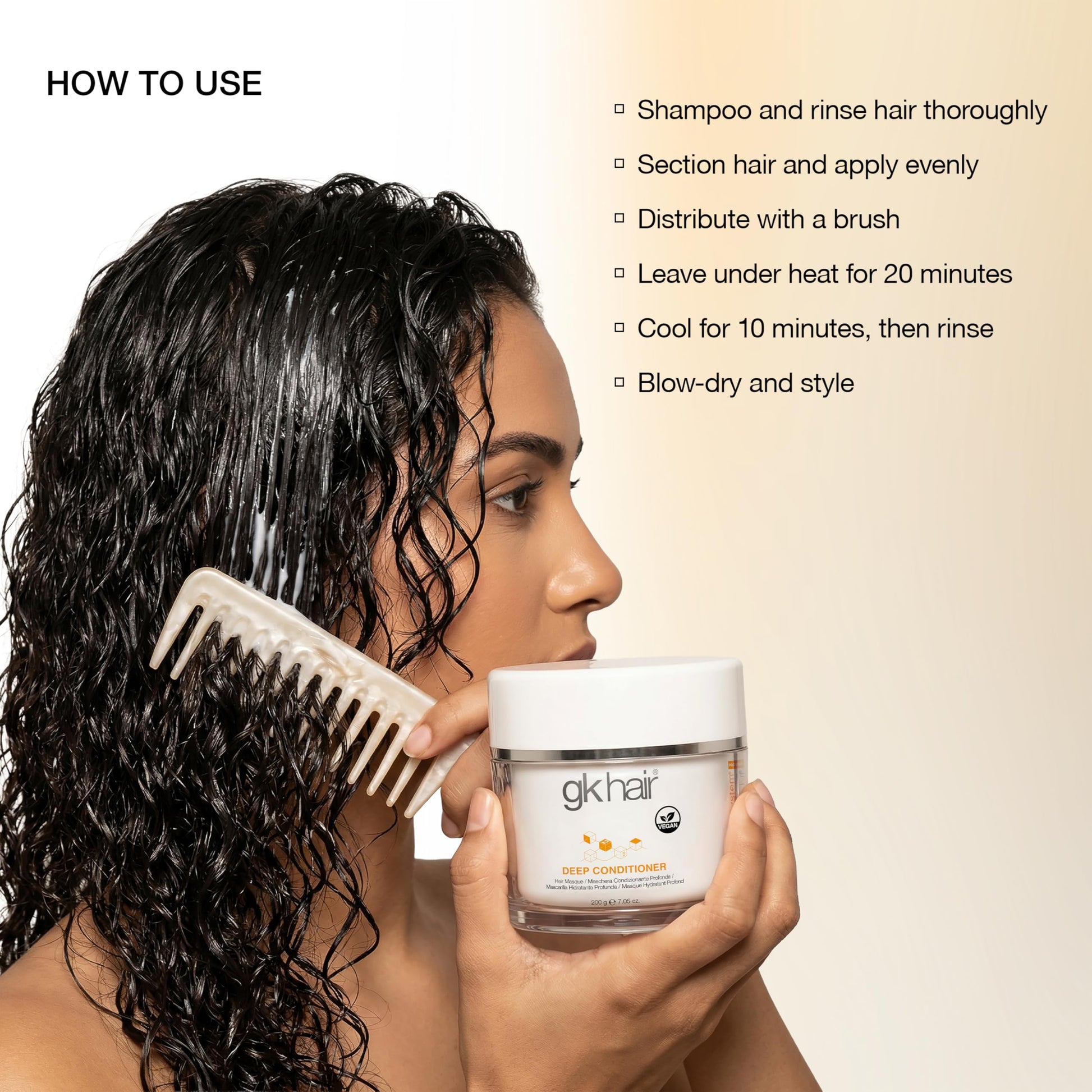 White Smoke GK HAIR Vegan Deep Conditioner Hair Masque 7.05 Oz – Jojoba Oil & Natural Grain Extracts Repair & Hydrating Hair Mask Strengthens Chemically Treated Hair Smooths Cuticles Revitalizing Treatment