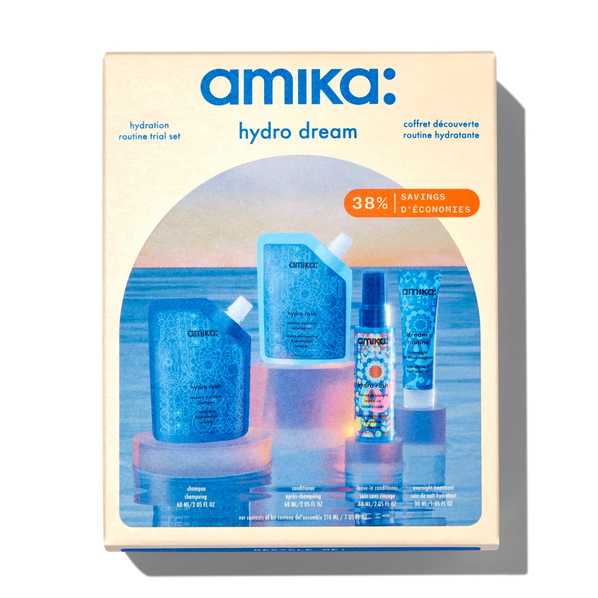Seashell amika hydro dream hair routine trial set