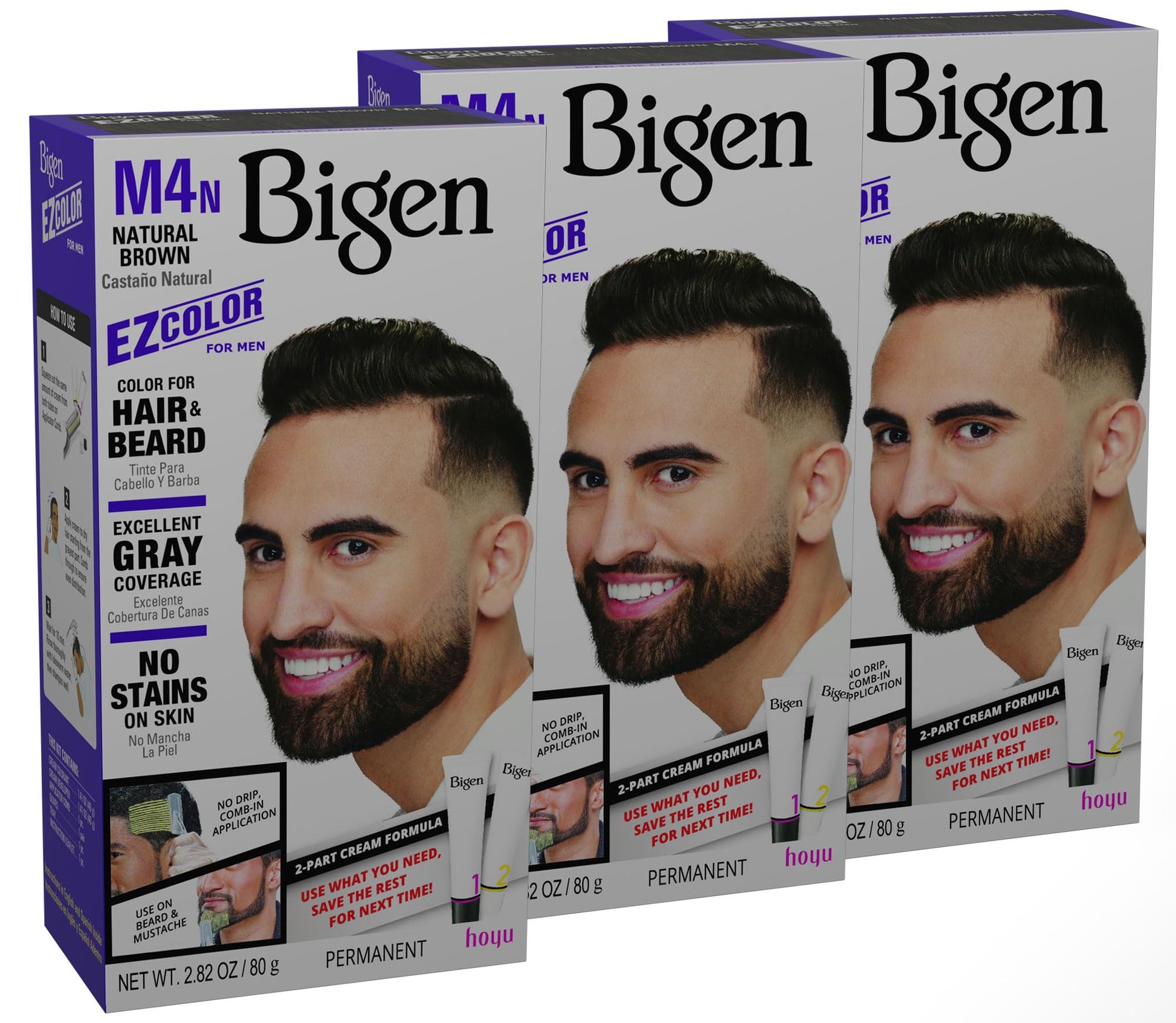 White Smoke M4n Bigen EZ Color for Men Natural Brown - 3 Pack