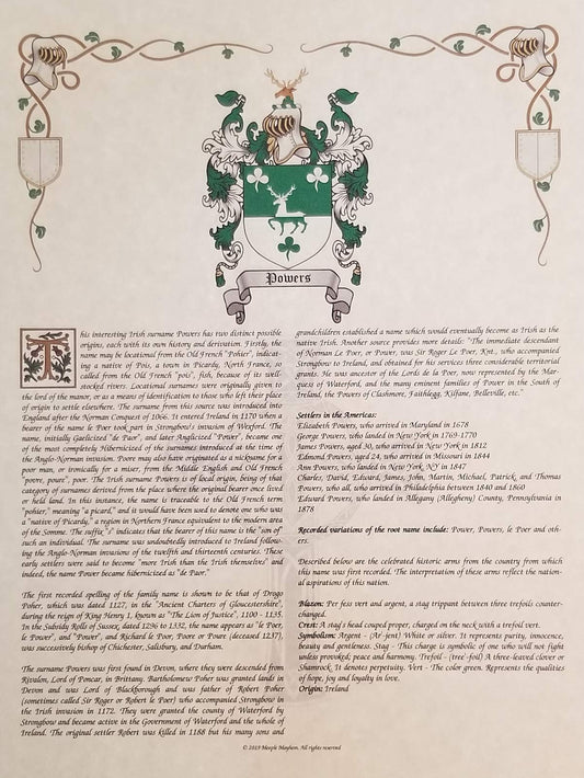 Gray Mr Sweets Rusk Coat of Arms, Crest & History 8.5x11 Print - Name Meaning, Genealogy, Family Tree Aid, Ancestry, Ancestors, Namesakes - Surname Origin: Scottish Scotland