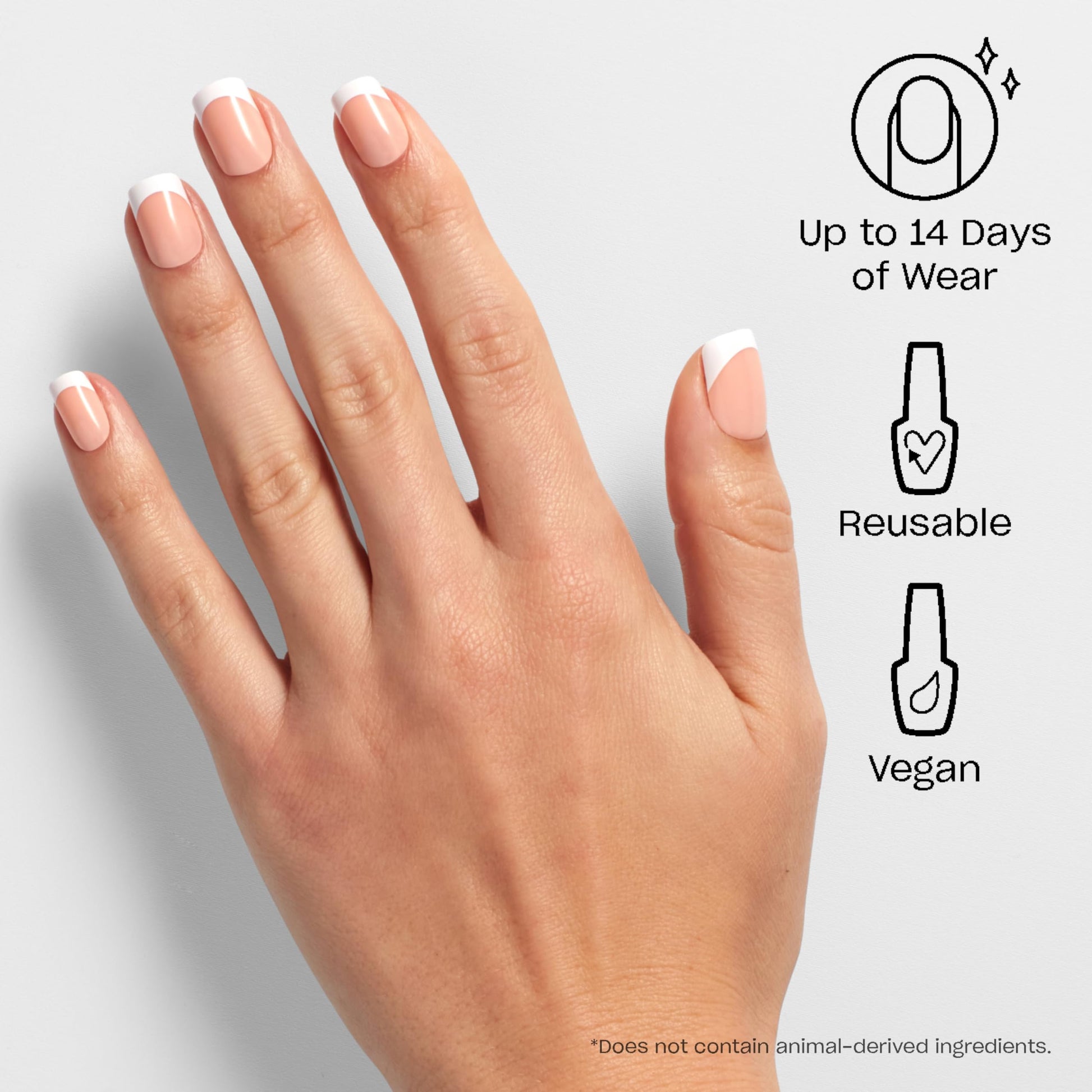 Lavender OPI On Point Fluent in French | Short Squoval Nude Pink & White French Tip Press On Nails | 30 Count with Nail Glue | Long Lasting, Reusable, Non-damaging