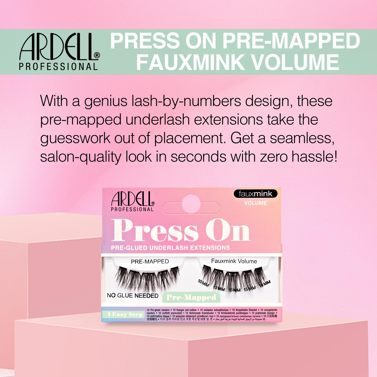 Misty Rose Ardell Press On Lashes Pre-Mapped DIY Lash Clusters - Fauxmink Volume, Pre-Glued Underlash, Easy to Apply False Eyelashes, Eyelash Extensions