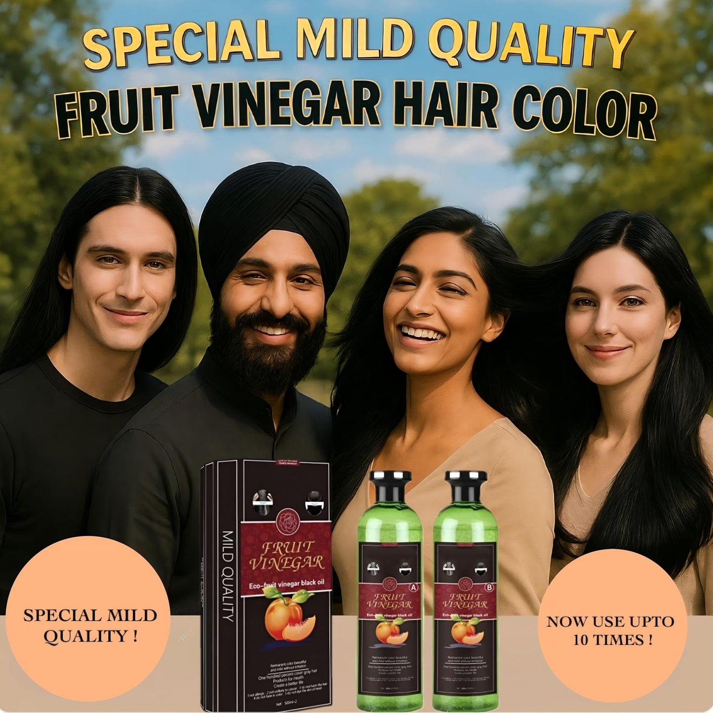 Black Fruit Vinegar Hair color | Ammonia Free | Gray Coverage | Non-Staining | Long-Lasting | 33.8 fl oz |1000 ml | Unisex Hair Color | Natural Black