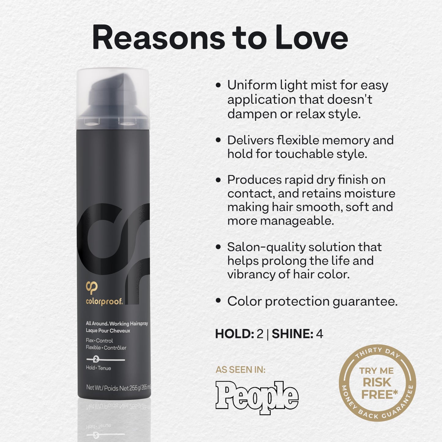 Lavender Colorproof All Around Working Hair Spray 9 Fl. Oz. Hair Spray Flexible Hold with Black Currant, Jasmine & Peach Scent, Sulfate Free Hairspray