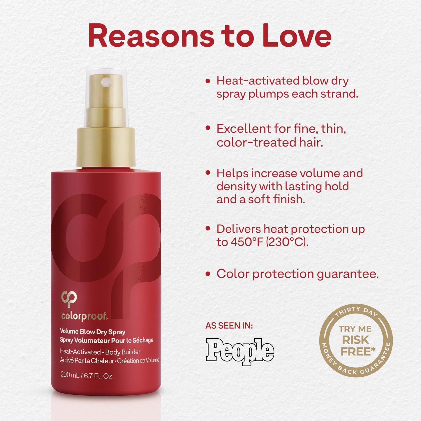 Misty Rose Colorproof Volume Blow Dry Spray Primer 6.7 Fl. Oz. Volumizing Heat Protection Spray for Hair, White Nectarine Scent