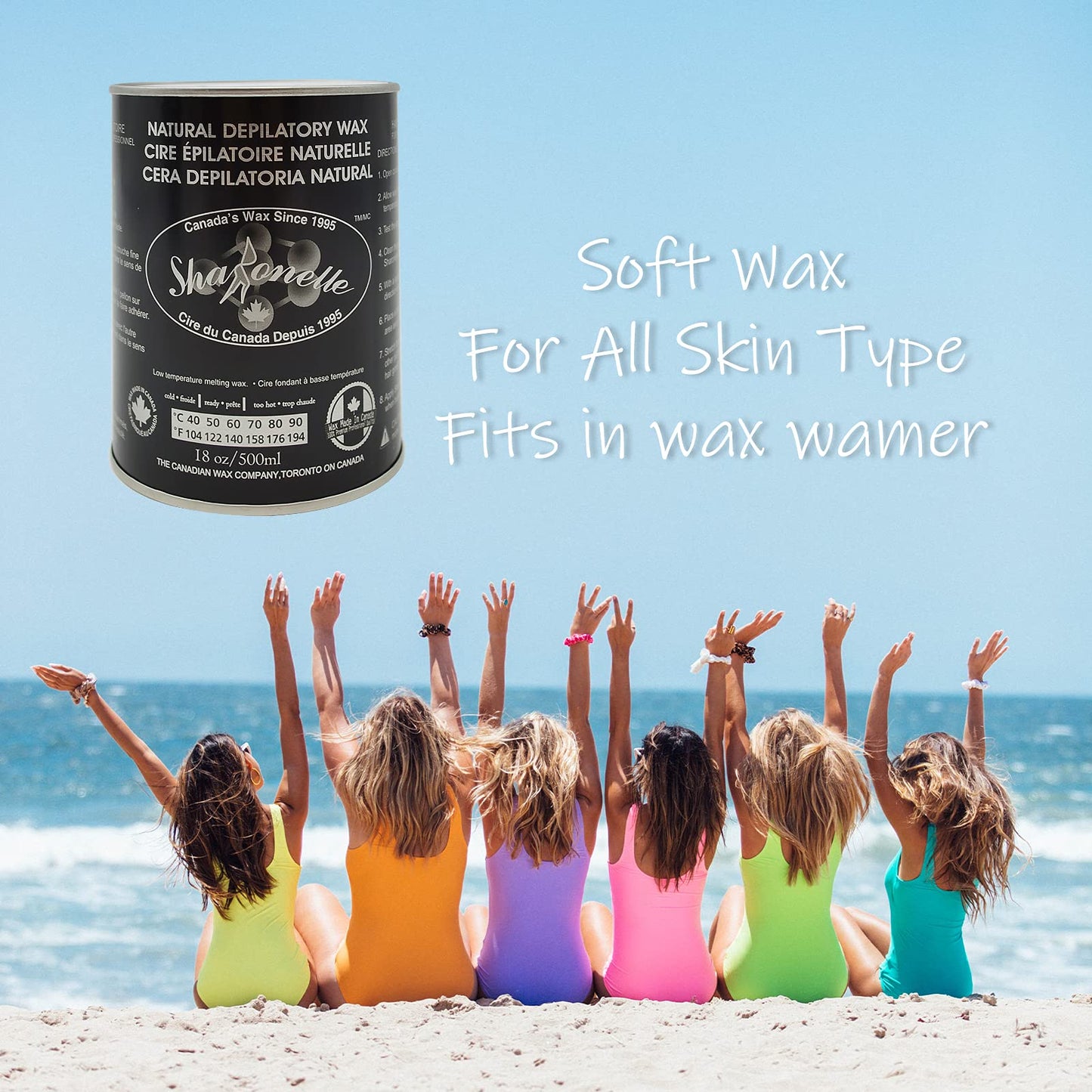 Light Blue 24PC Natural Soft Wax All Purpose Canned Wax for Sensitive Skin Canada-Made Melting Wax by Sharonelle