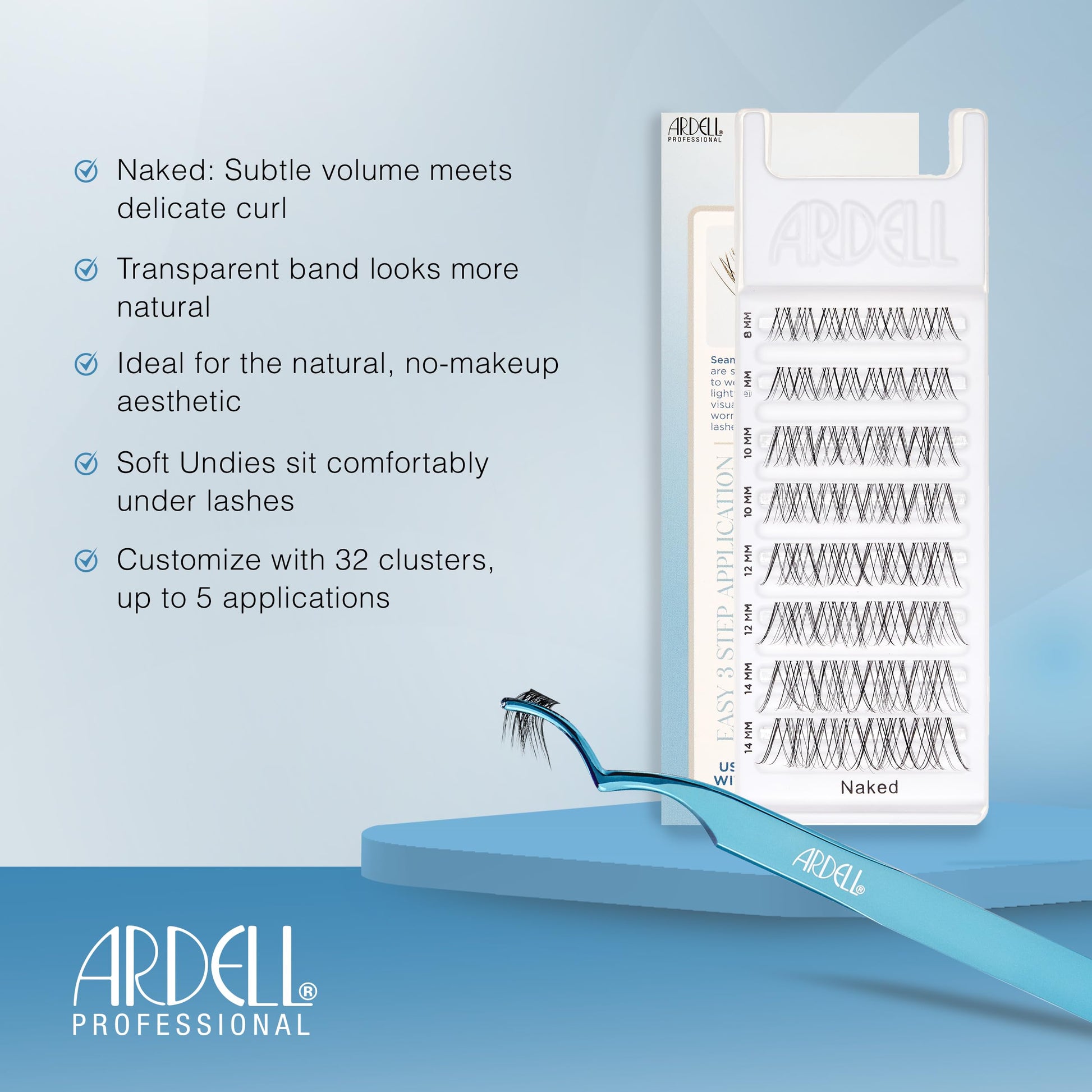 Light Gray Ardell Seamless Underlash Naked Lashes DIY Lash Clusters – Cluster Lashes Natural Eyelash Clusters with Invisiband, Cluster Eyelash Extensions, Lash Extension, 32 ct