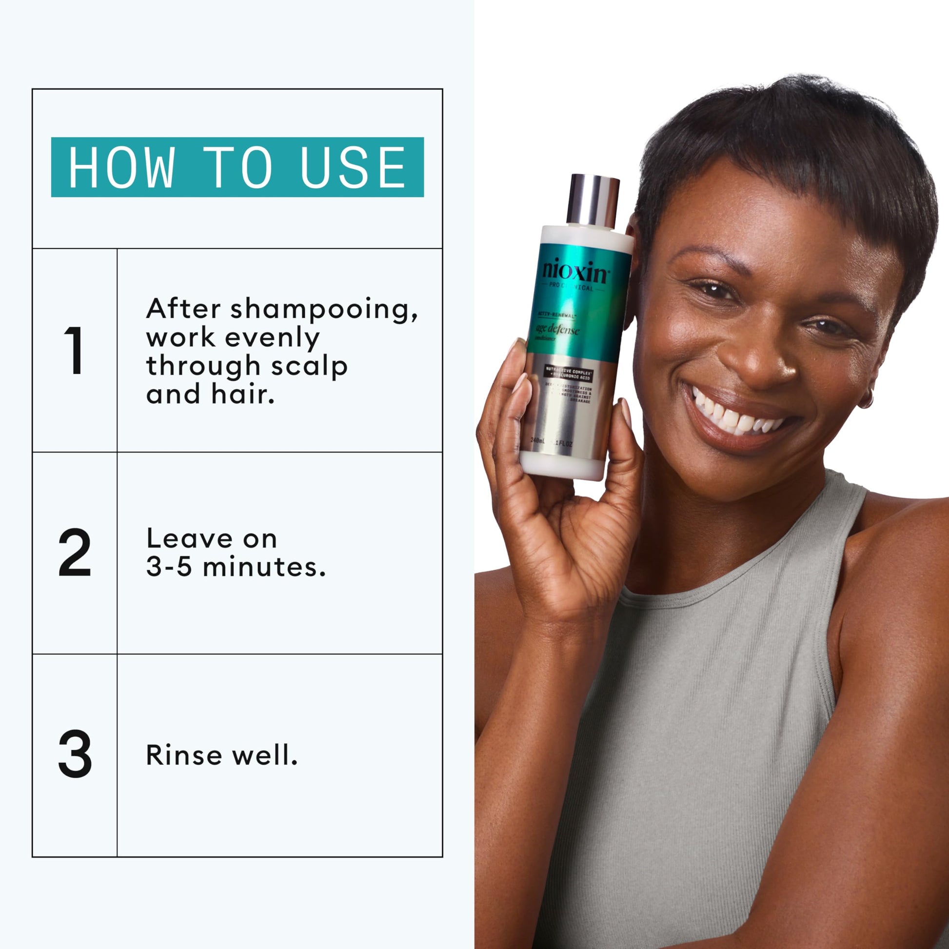 White Smoke NIOXIN Age Defense Conditioner for Aging Hair | Strengthening Conditioner with Hyaluronic Acid | 1.6 Fl Oz | 50mL