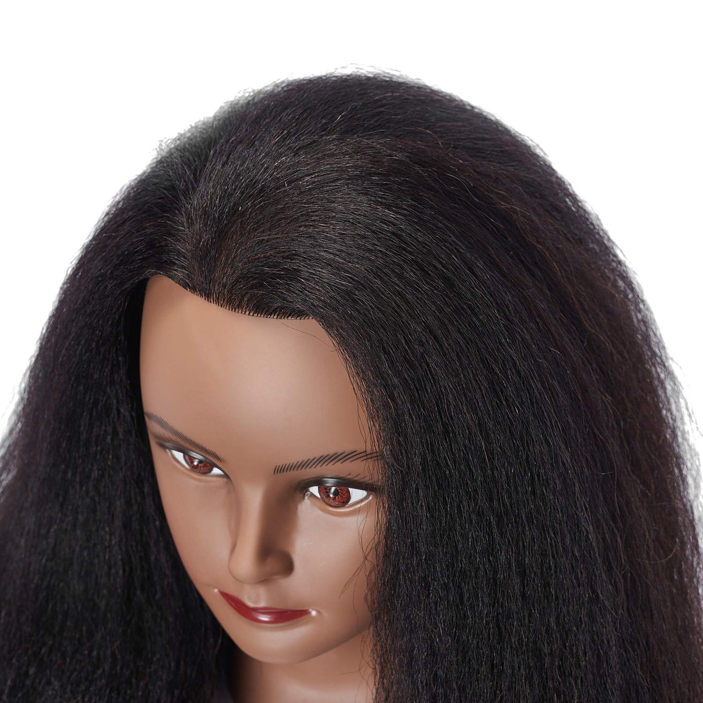 White Smoke Hairlink 100% Real Hair Afro Mannequin Head Hairdresser Hair Styling Training Head Dolls for Cosmetology Manikin Maniquins Practice Head with Stand (6611B0216)