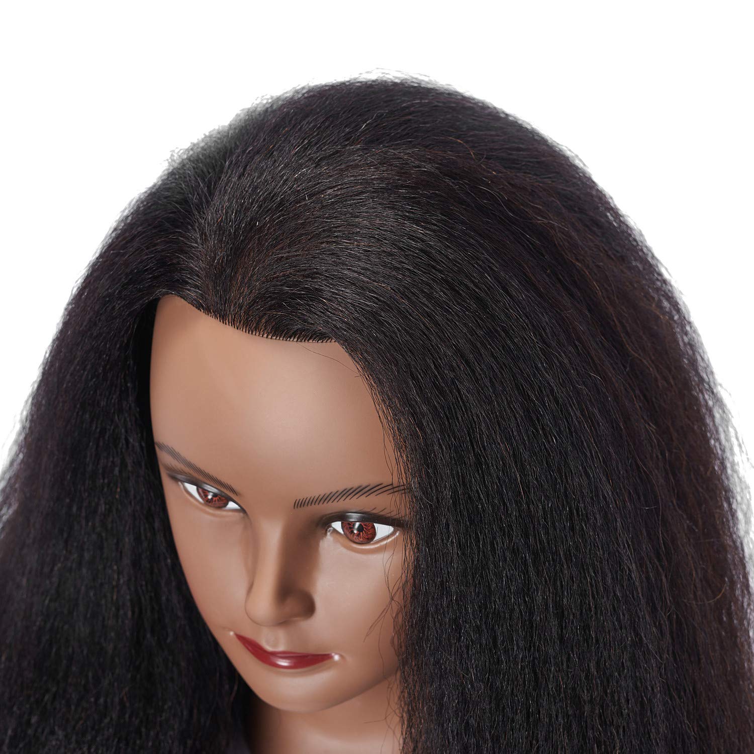 White Smoke Hairlink 100% Real Hair Afro Mannequin Head Hairdresser Hair Styling Training Head Dolls for Cosmetology Manikin Maniquins Practice Head with Stand (6611B0216)