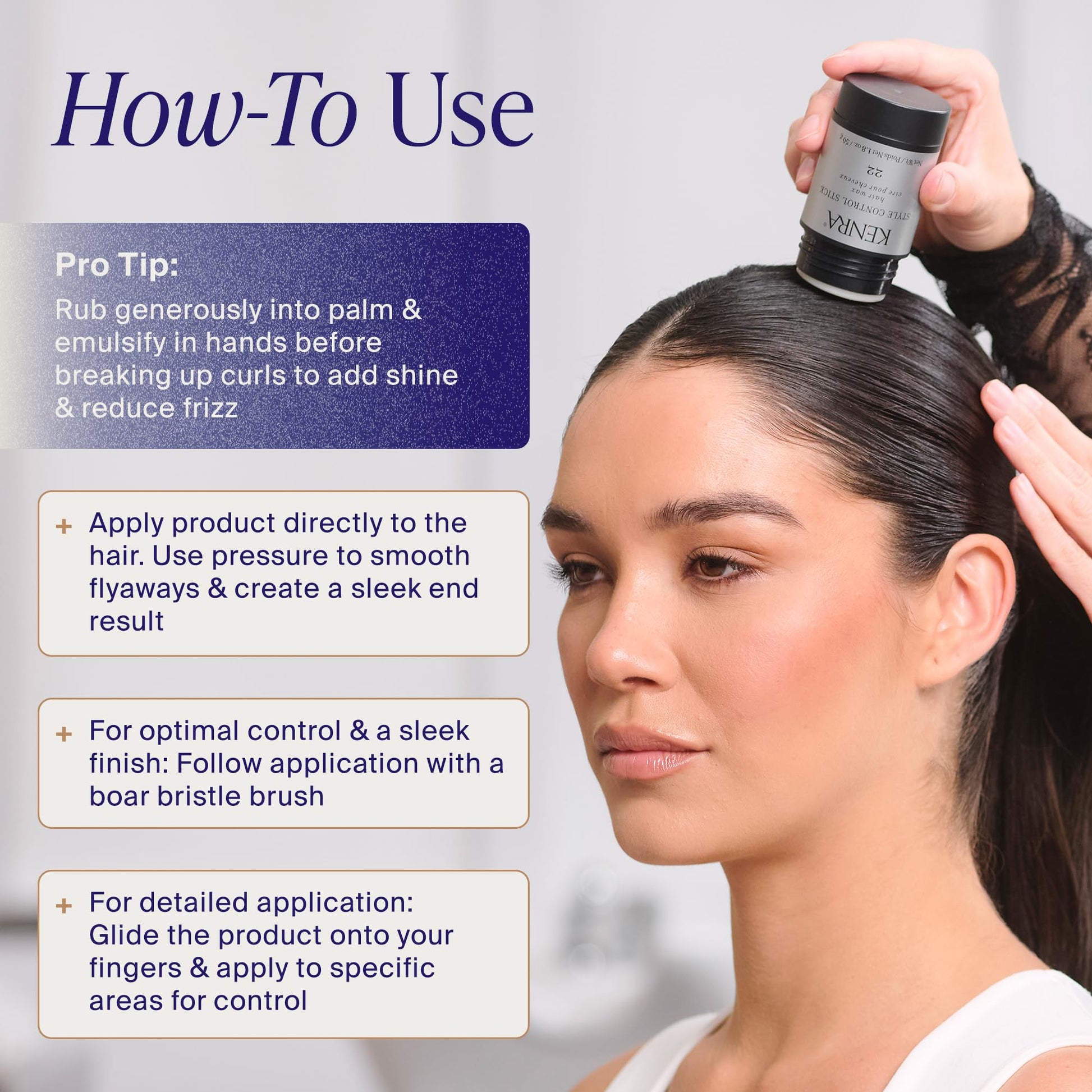 Light Gray Kenra Professional Style Control Stick 22 | Hair Wax | Smooth, Sleek Styles | Long-Lasting Hold, Frizz Control, & Humidity Resistance | Sweat-Resistant Hold | Safe for Skin, Scalp & Edges | 1.8 oz